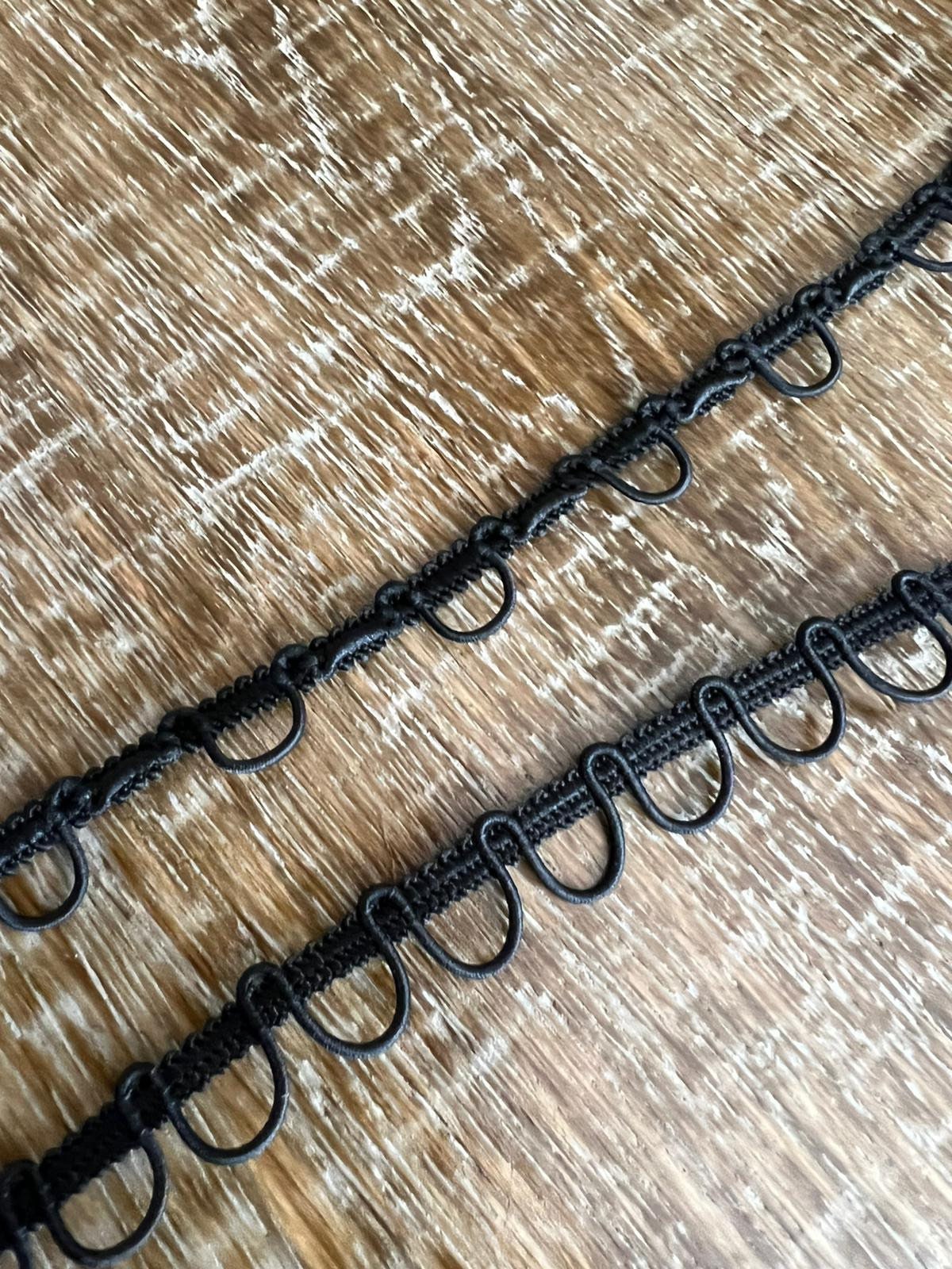 Black Button Loop Tape, Continuous or Spaced Trim