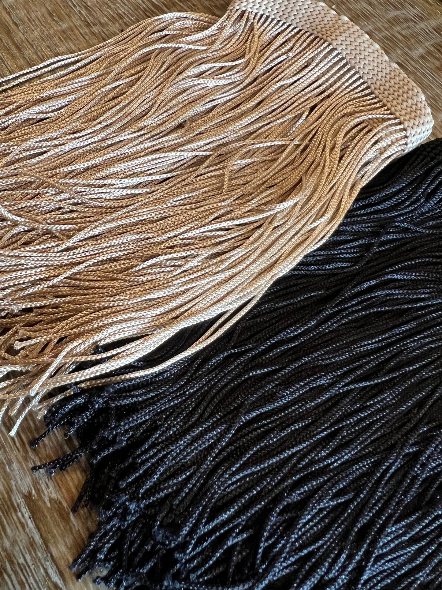 6” Wide Fringe Trim, 15cm Wide Fringe Trimming, Tassel Trim, Fashion Fringe, Black, Champagne
