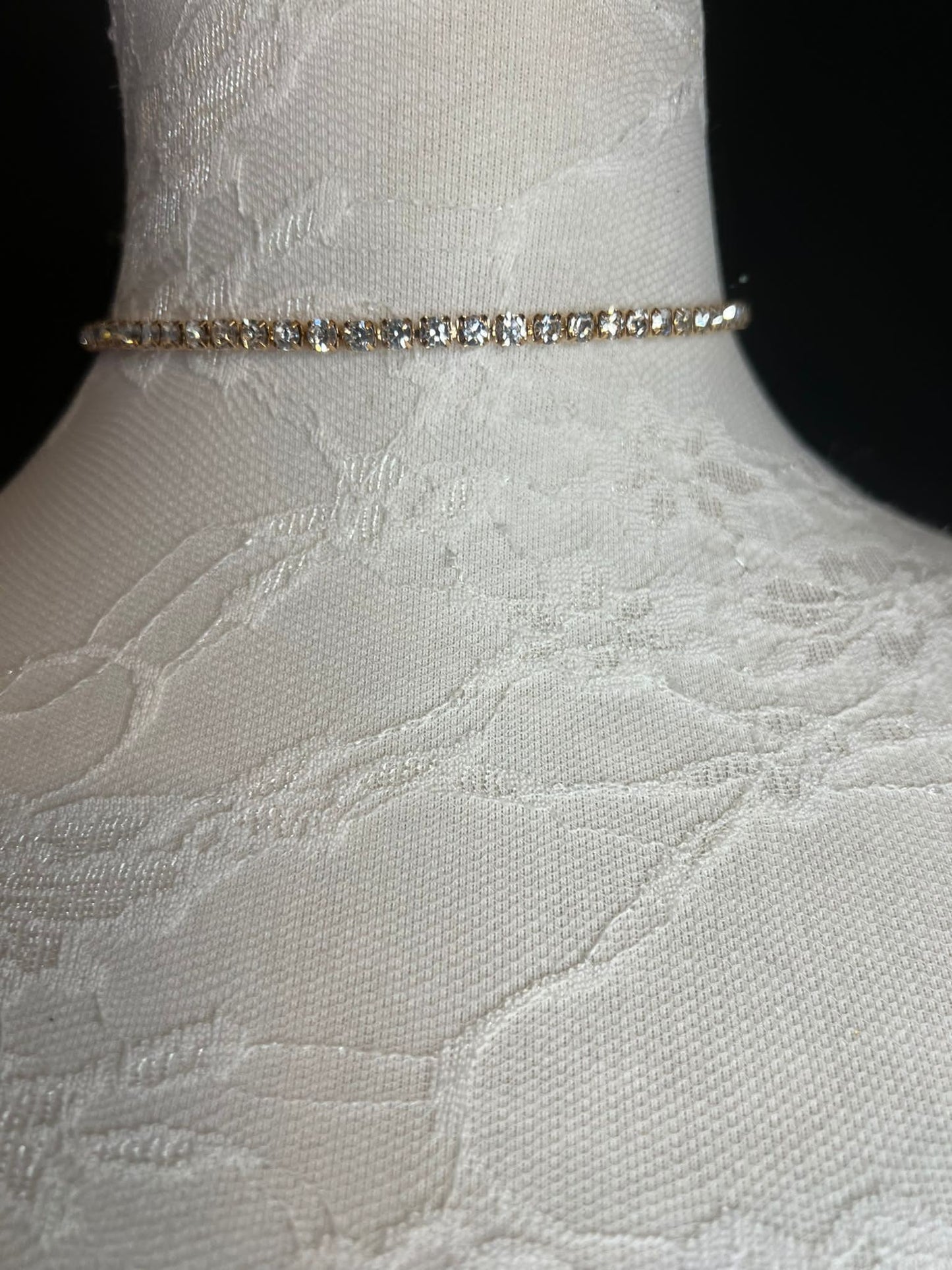 Choker Rhinestone, Choker Rhinestone Necklace, 4mm Diamanté Rhinestones, High Quality, Handmade, Gold, Silver, FAN Design Fashion Accessory