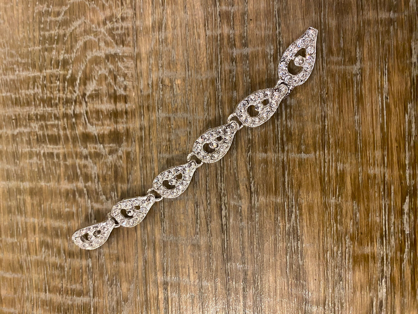 Diamanté buckle, Bridal Buckle, Strap, Shoulder Strap, 15cm long, Silver metal rhinestone