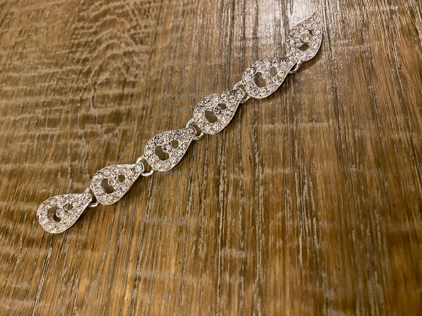 Diamanté buckle, Bridal Buckle, Strap, Shoulder Strap, 15cm long, Silver metal rhinestone
