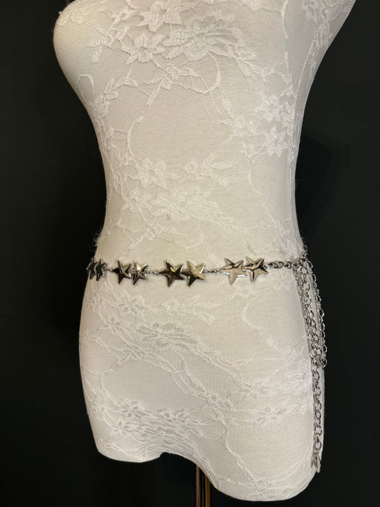 X-Long Star Belt, Fashion Star Belt, Metal Quality Belt, Teen Sizes, XxxxL sizes, Handmade, Silver, Gold, Superstar Belt, Concert, Festival