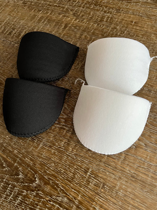 1pair of Covered Foam Shoulder Pads, Black, Cream, Medium 14cm x 9cm, 12mm Thickness, Comfortable Quality Shoulder pads