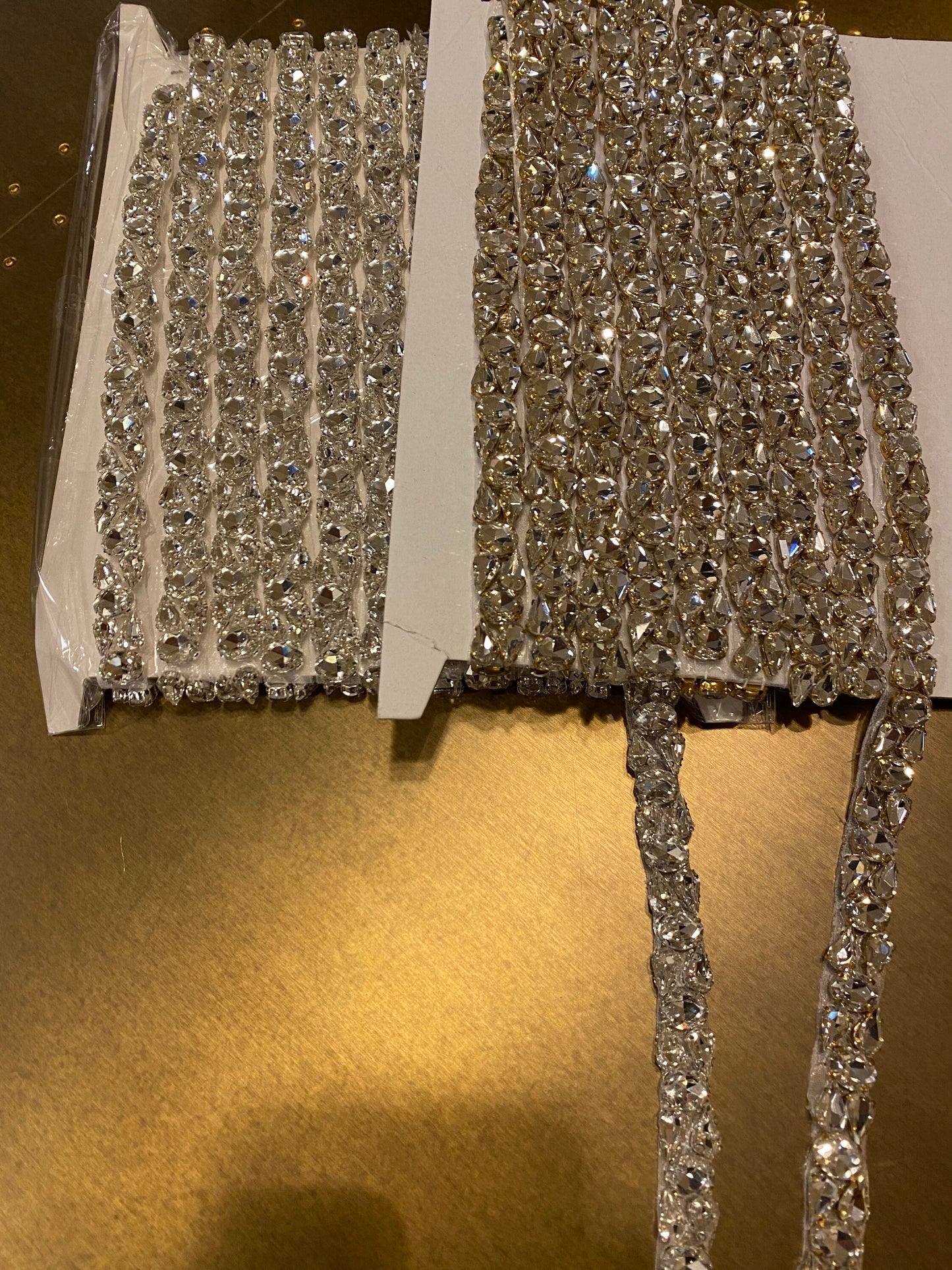 Loose Rhinestone Diamante Chain, Trim, Wedding, Dresses, Belt Bridal Bead Appliqués, Silver, Gold, Rose Gold, Heat Seal, 1.5cm Wide Jewels