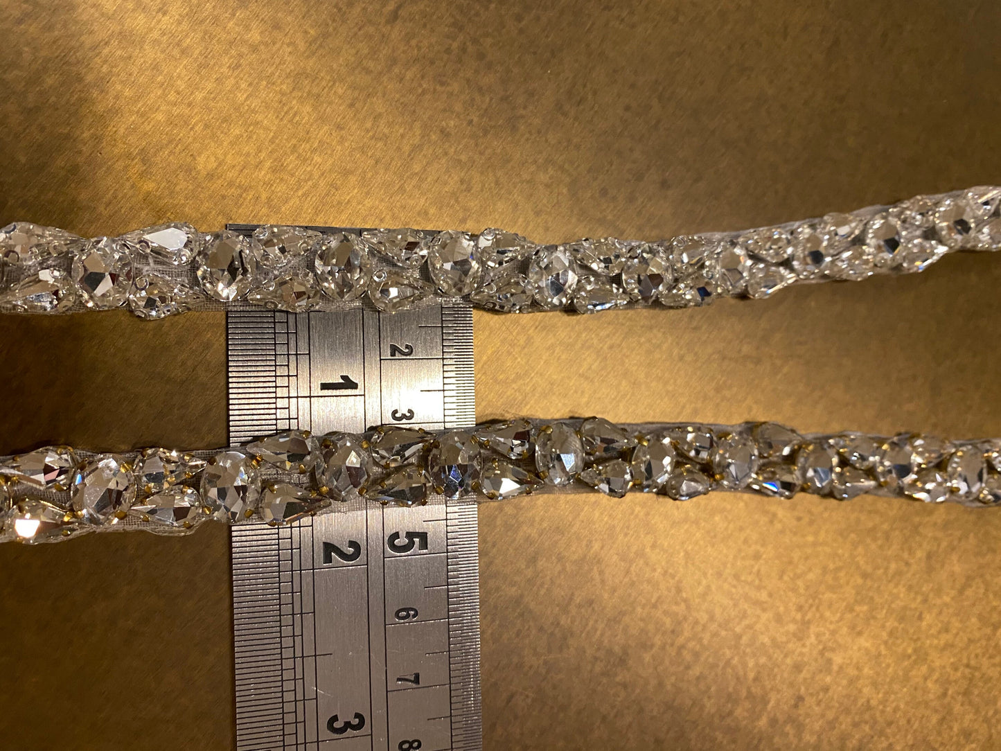 Loose Rhinestone Diamante Chain, Trim, Wedding, Dresses, Belt Bridal Bead Appliqués, Silver, Gold, Rose Gold, Heat Seal, 1.5cm Wide Jewels
