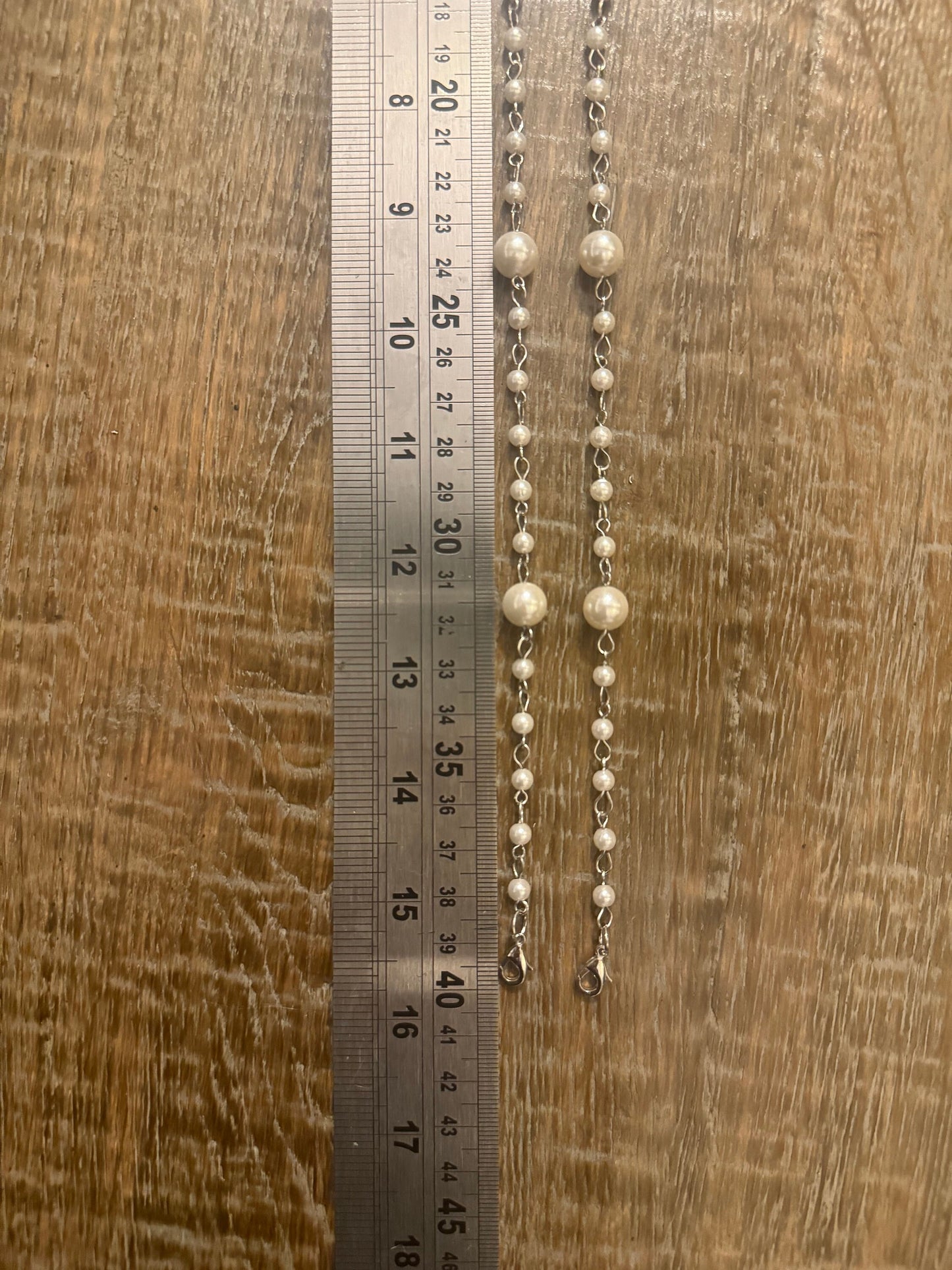 Pearl Metal Chain Straps, Quality Pearl Chain Straps, Shoulder Straps, 100+ sizes, Bra Straps, Chain, Tops, Swimwear, Silver Pearl