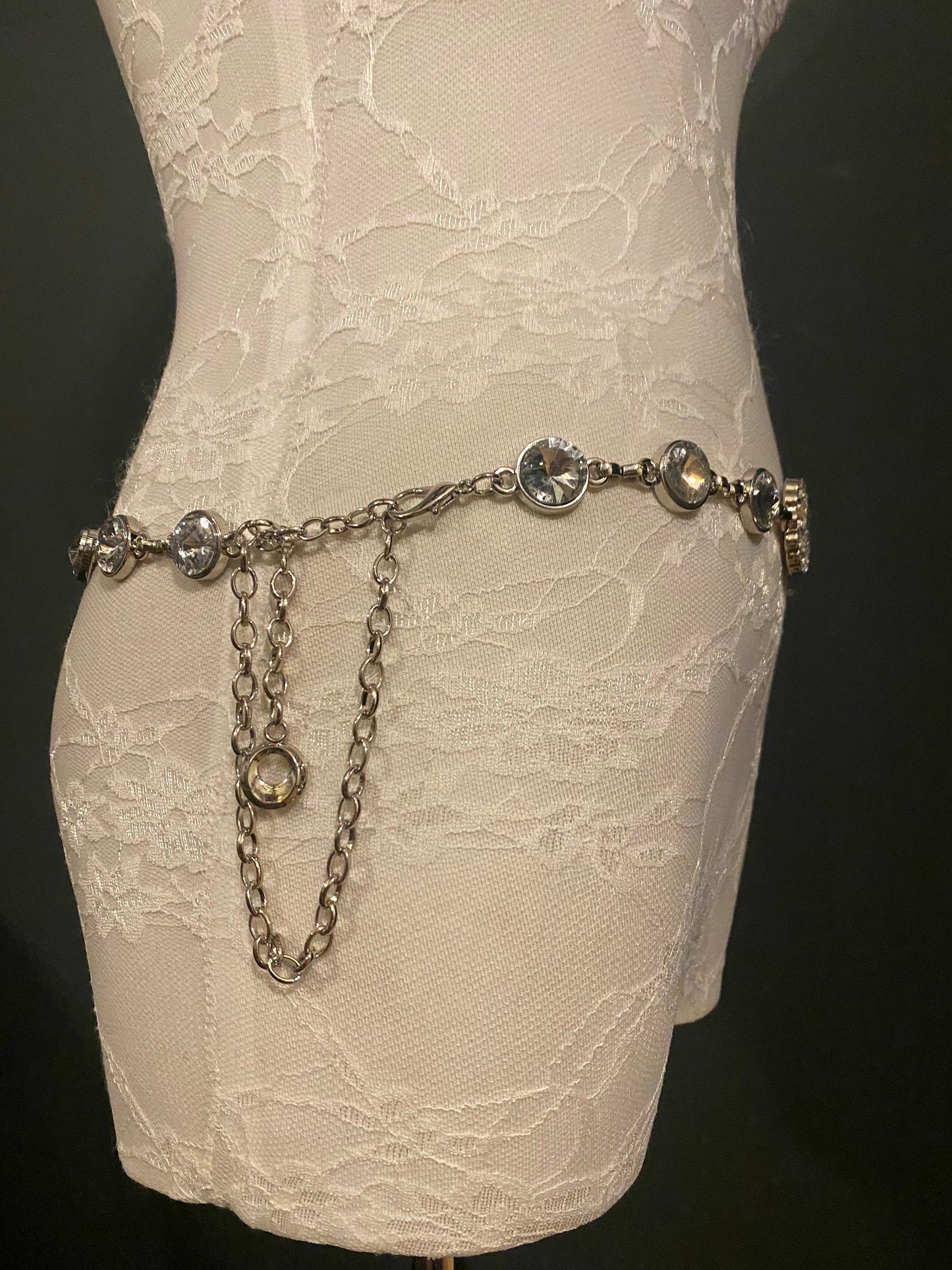 X-long Metal Jewel Rhinestone Belt, Alloy Metal High Quality Belt, Silver, Wide Range of Sizes, Fashion Belt, FAN Design, Exclusive