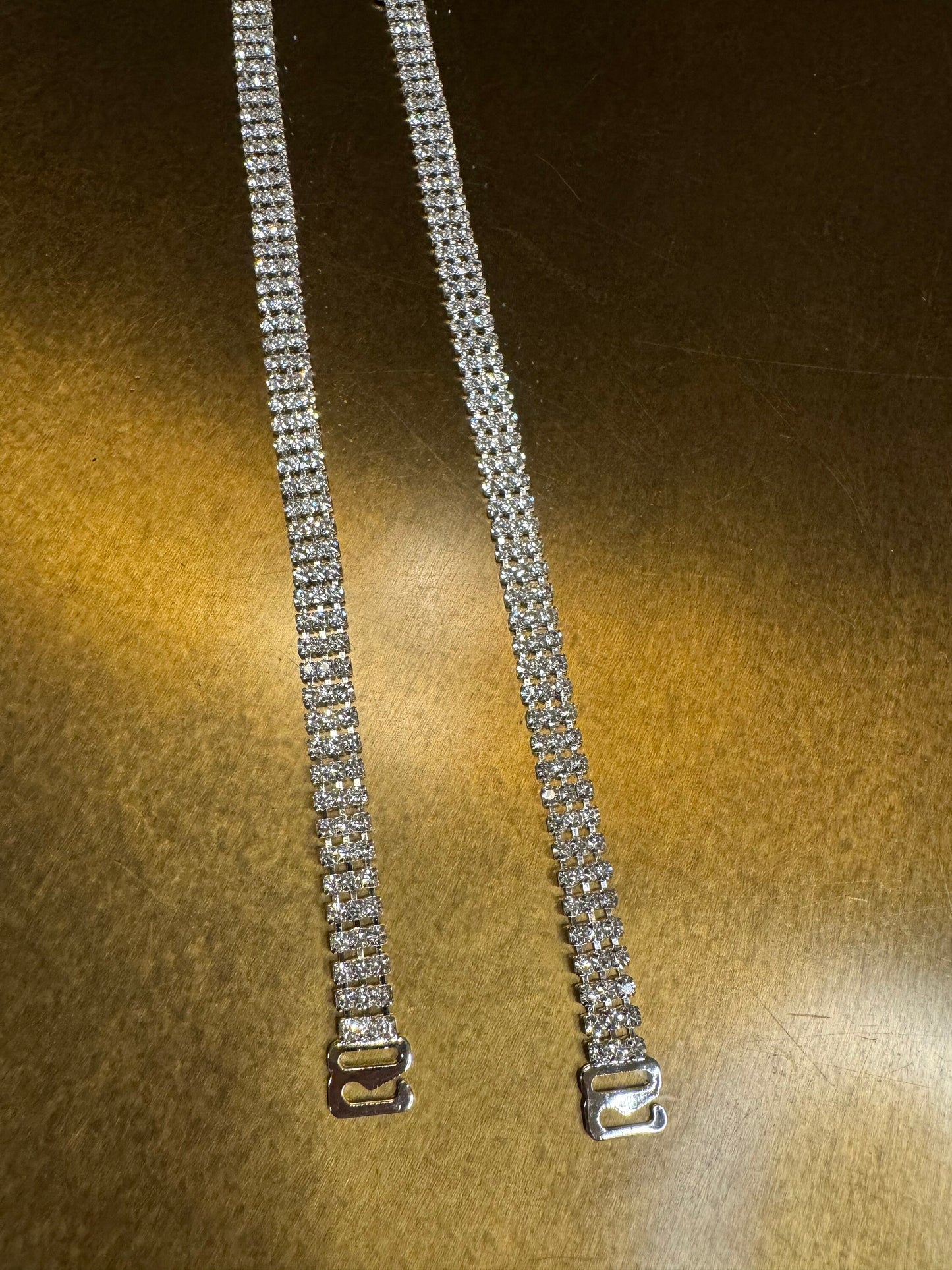 Rhinestone Bra Straps, Detachable 4 Row Diamanté Bra Straps, Silver Colour Rhinestone Bra Strap Replacement, 22.5cm Long, 11” Long