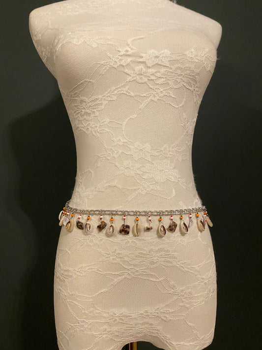 X-long Shell Chain Belt, Chain a belt, Shells, Beachwear, Beach Accessory, Holiday, Gift, Festival, Handmade, UK size 2-40