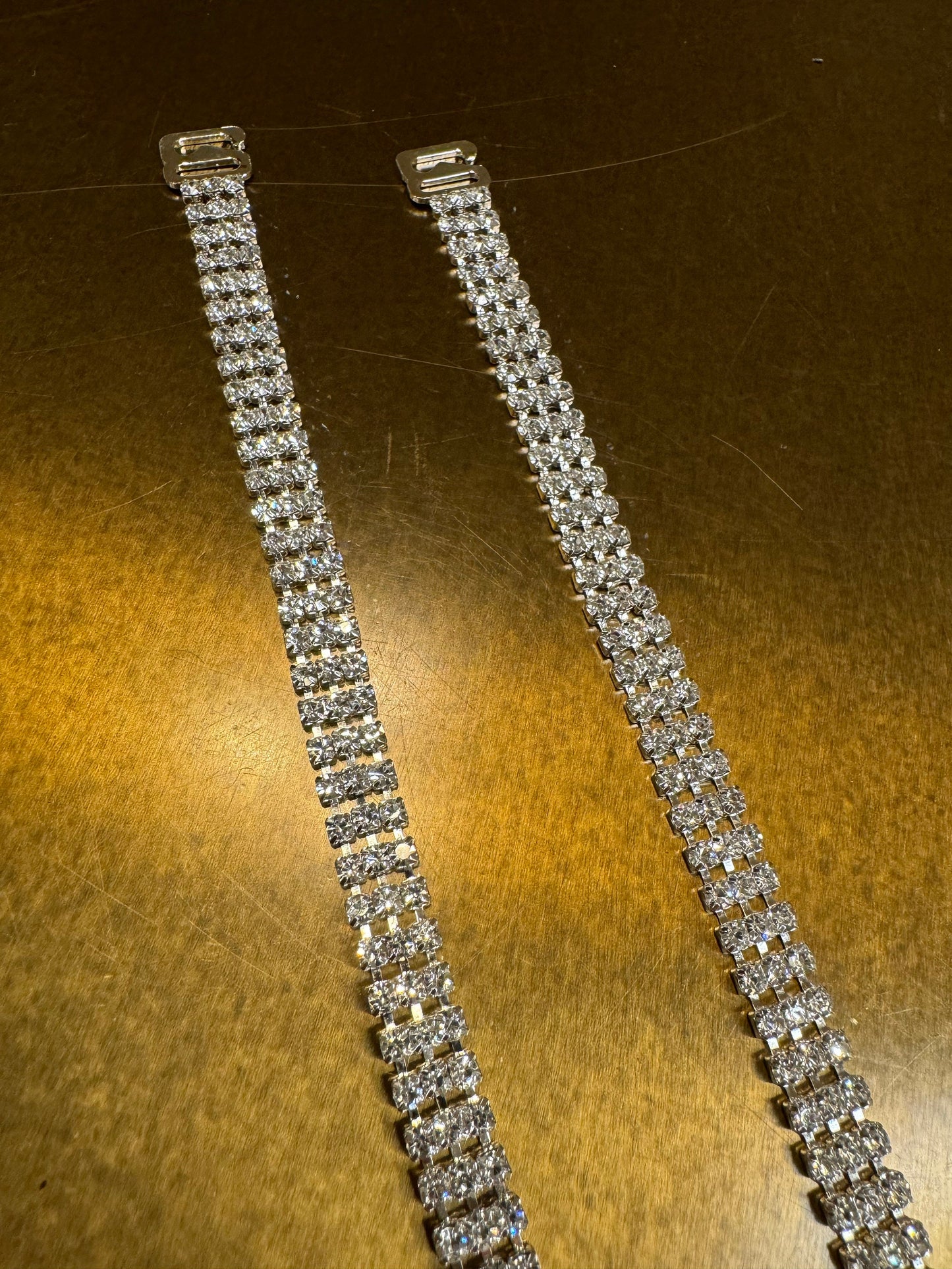 Rhinestone Bra Straps, Detachable 4 Row Diamanté Bra Straps, Silver Colour Rhinestone Bra Strap Replacement, 22.5cm Long, 11” Long