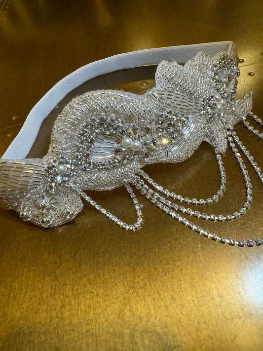Glamorous Diamanté Rhinestone Headpiece, Beaded Gatsby Headpiece, Costume, Party, Elastic Headband, Wedding Bridal