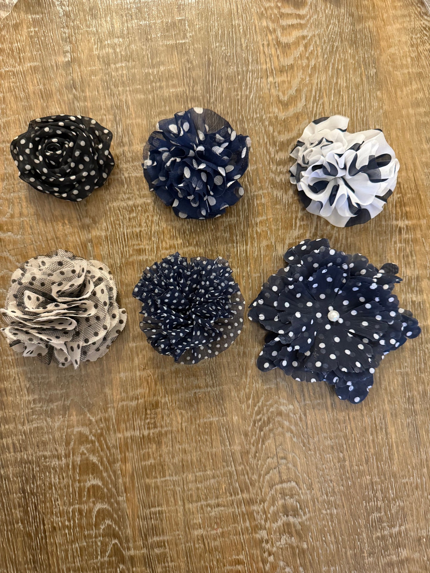 Corsage Flower, Polko Dot Flower, Pin on Corsage, Brooch, 6 Designs