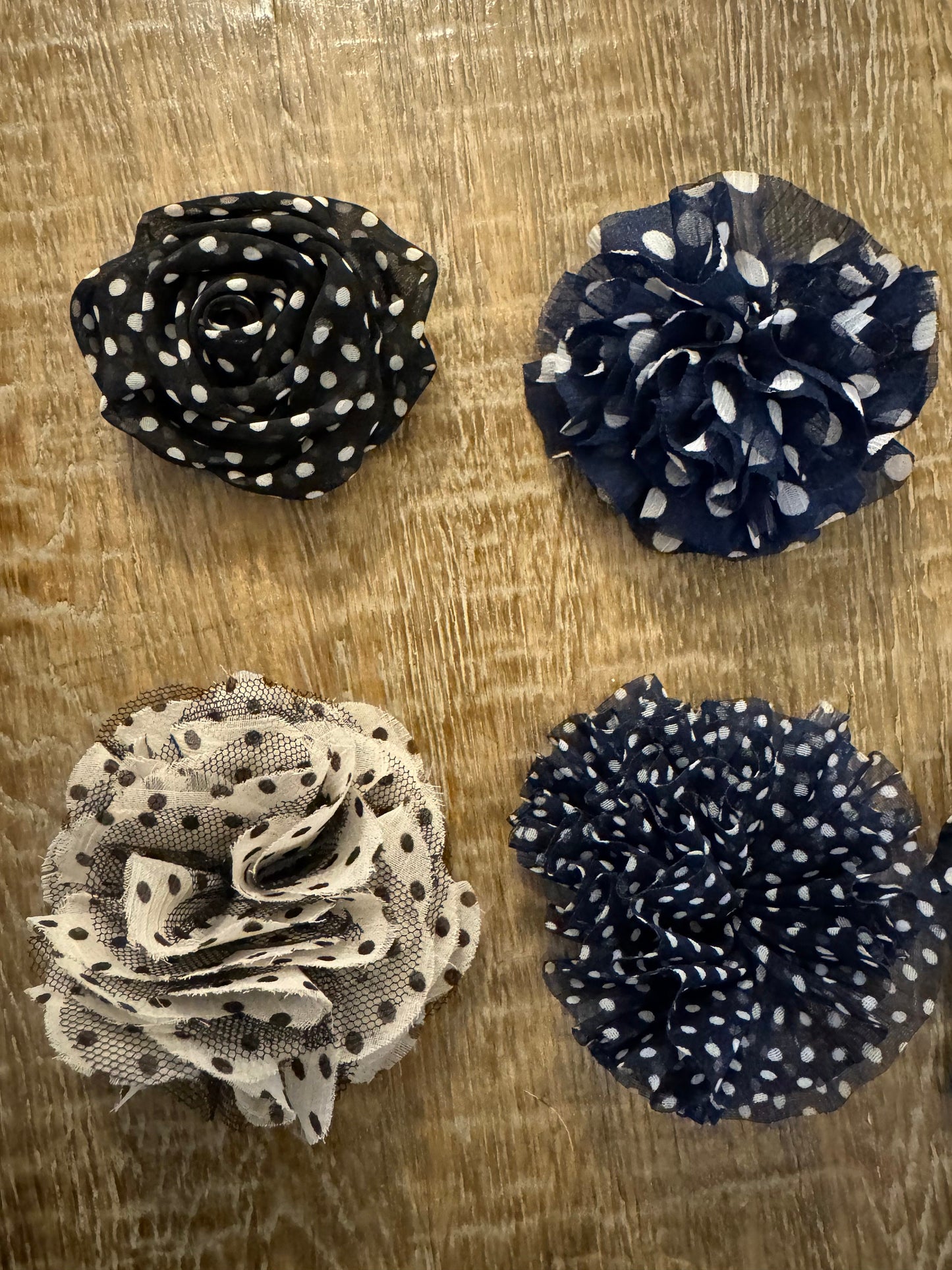 Corsage Flower, Polko Dot Flower, Pin on Corsage, Brooch, 6 Designs