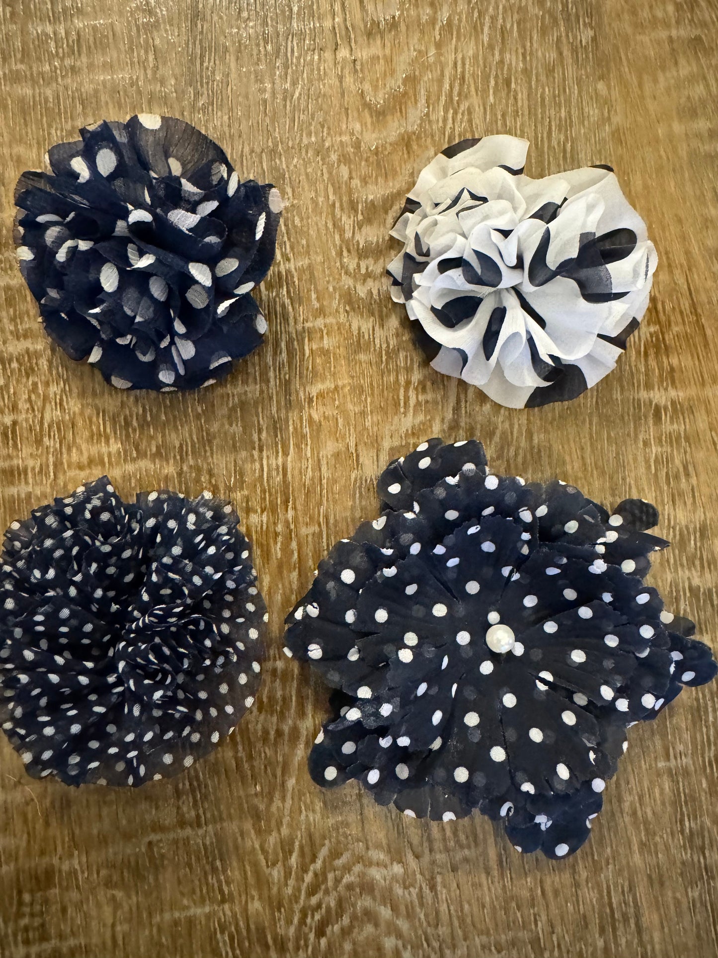 Corsage Flower, Polko Dot Flower, Pin on Corsage, Brooch, 6 Designs