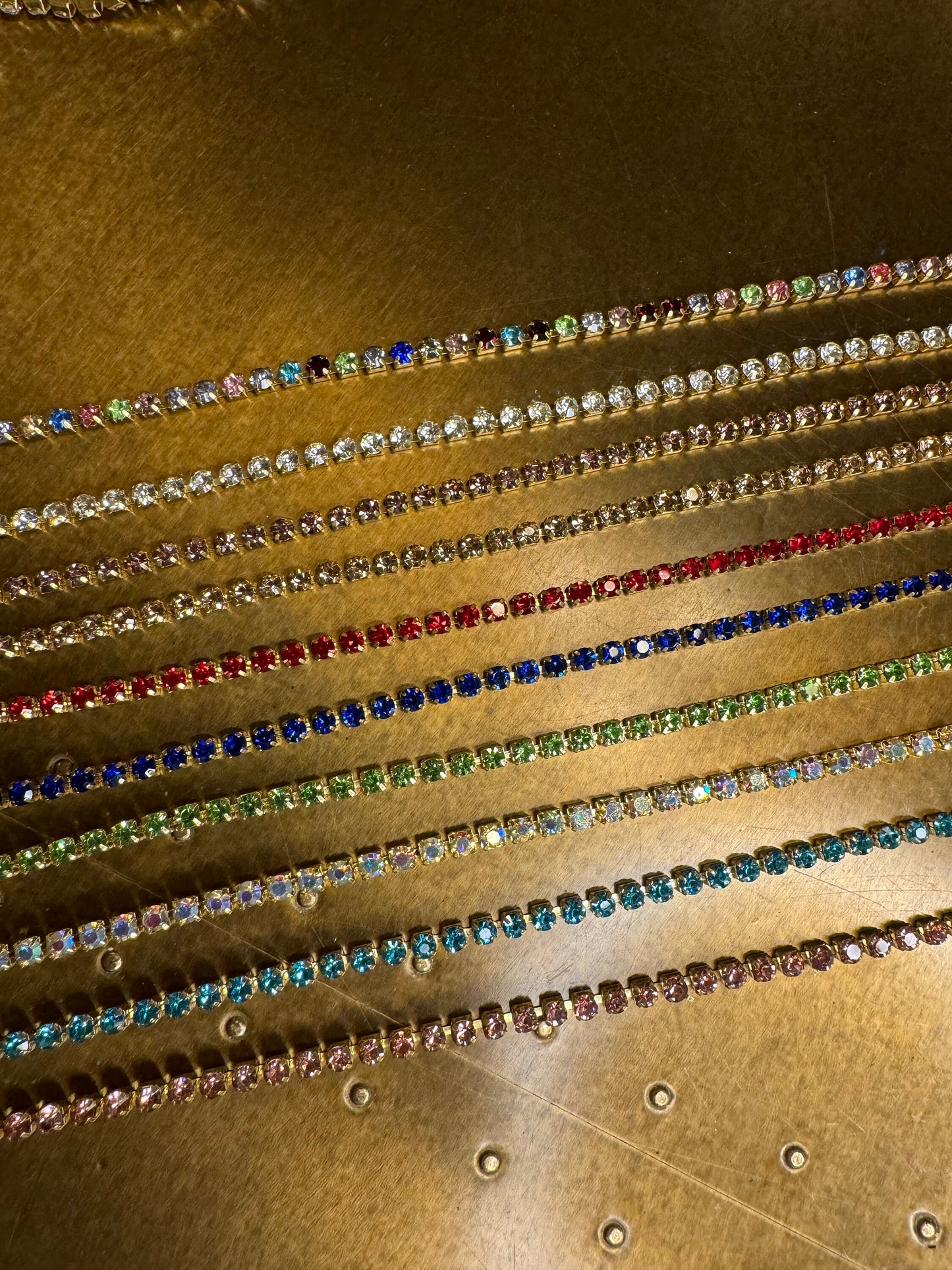 3mm Rhinestone Chain, Gold Base, Diamanté Chain Accessory