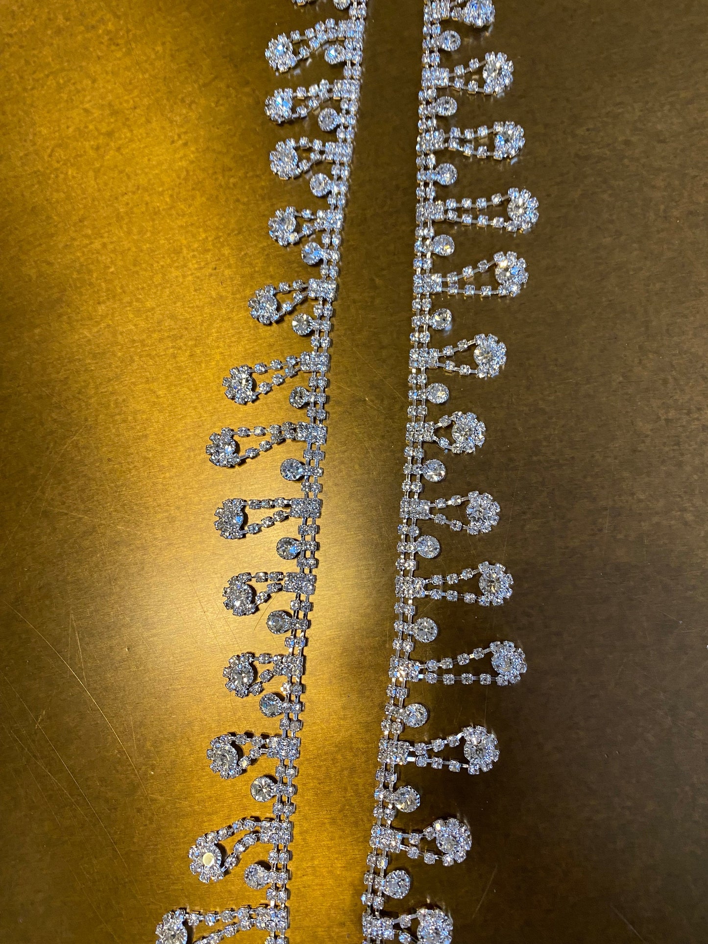 Diamanté Rhinestone Fringe Trim, Silver Bridal Jewel, 3cm Drop