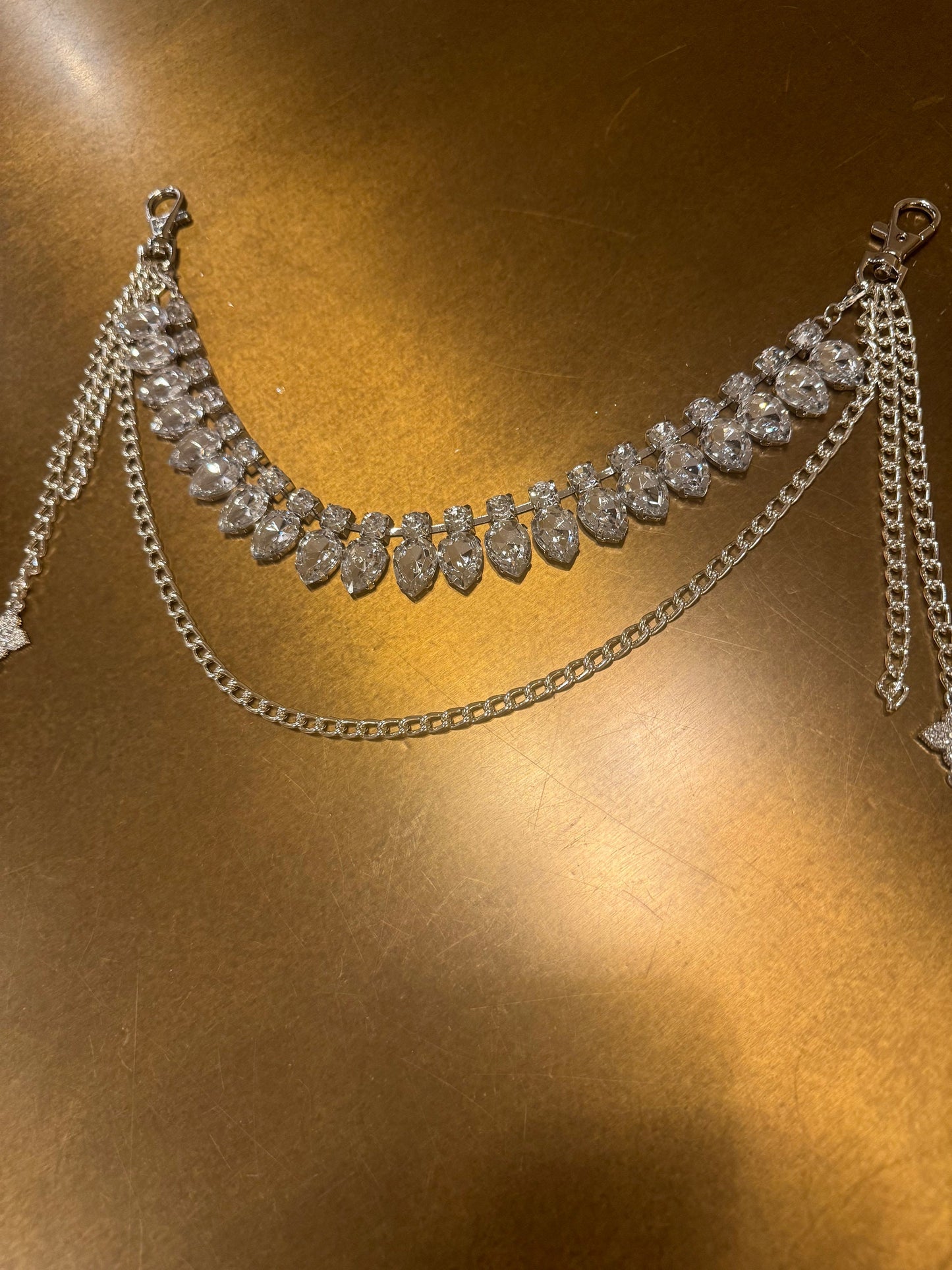 Jeans Chain, Punk Chain, Fashion Jeans Chain, Silver Jeans Chain, Diamanté Jeans Chain, Two row chains, Gift