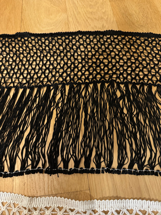 10” Long Fringe, Ivory, Black Fringe, High Quality Dense Fringe, Festival, Costume, Skirts, Tops, Dress, Lamps, Furnishings, Display Fringe