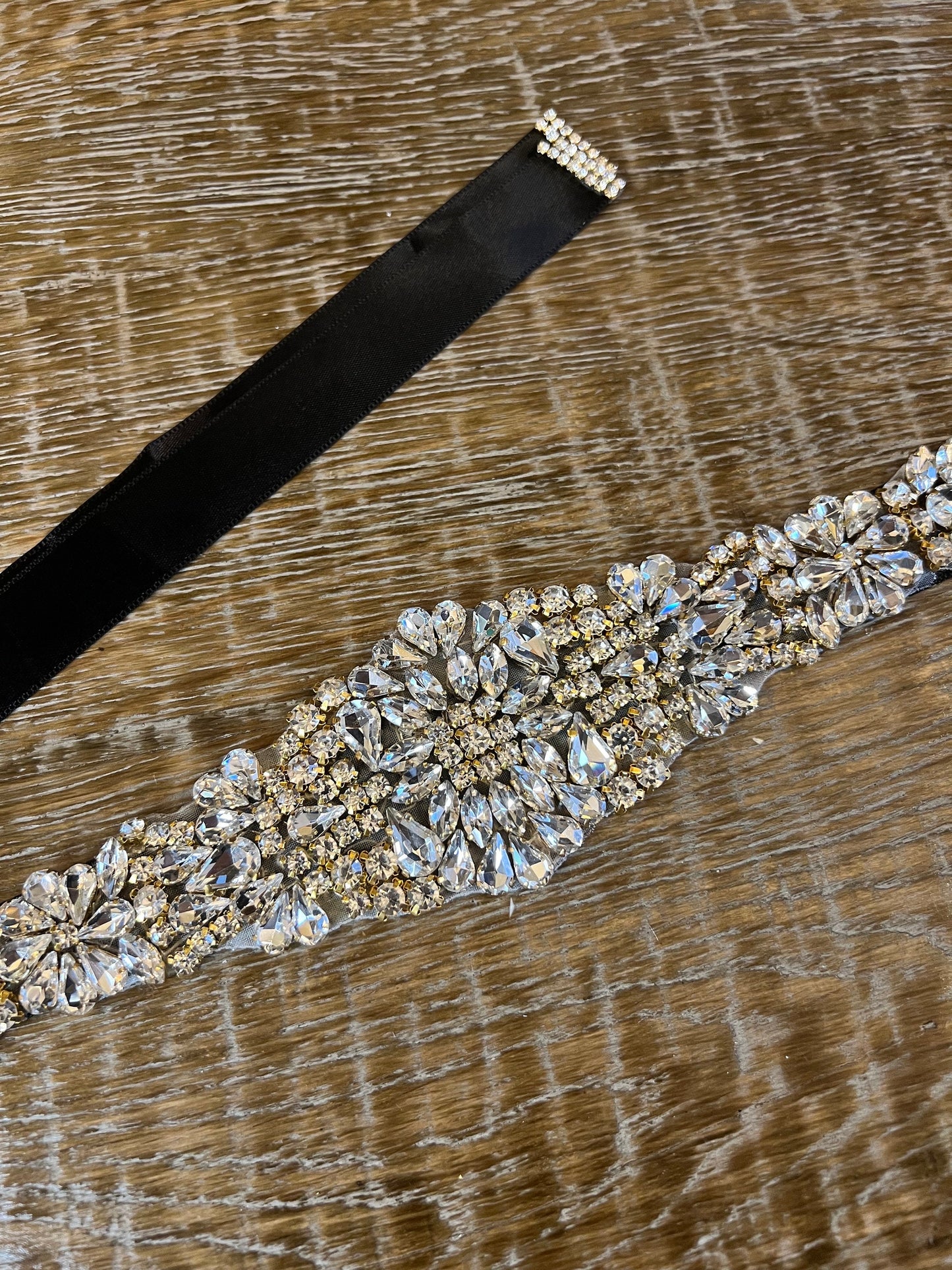 Jewel Belt, Bridal Belt, Black Satin Tie, Bridesmaid, Elegant Evening Belt, Dresses, Diamanté Rhinestone Belt