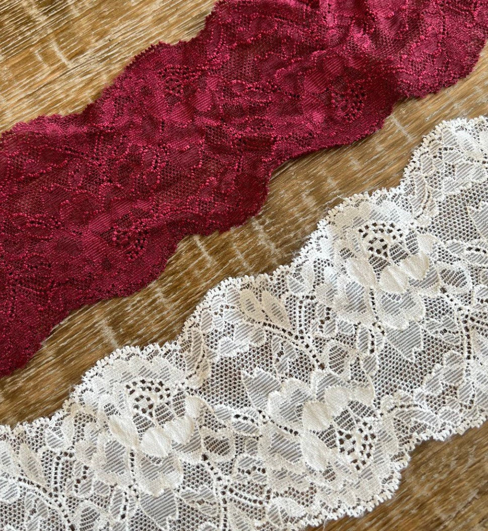 Floral Stretch Lace, Bridal Lingerie, 3" Wide