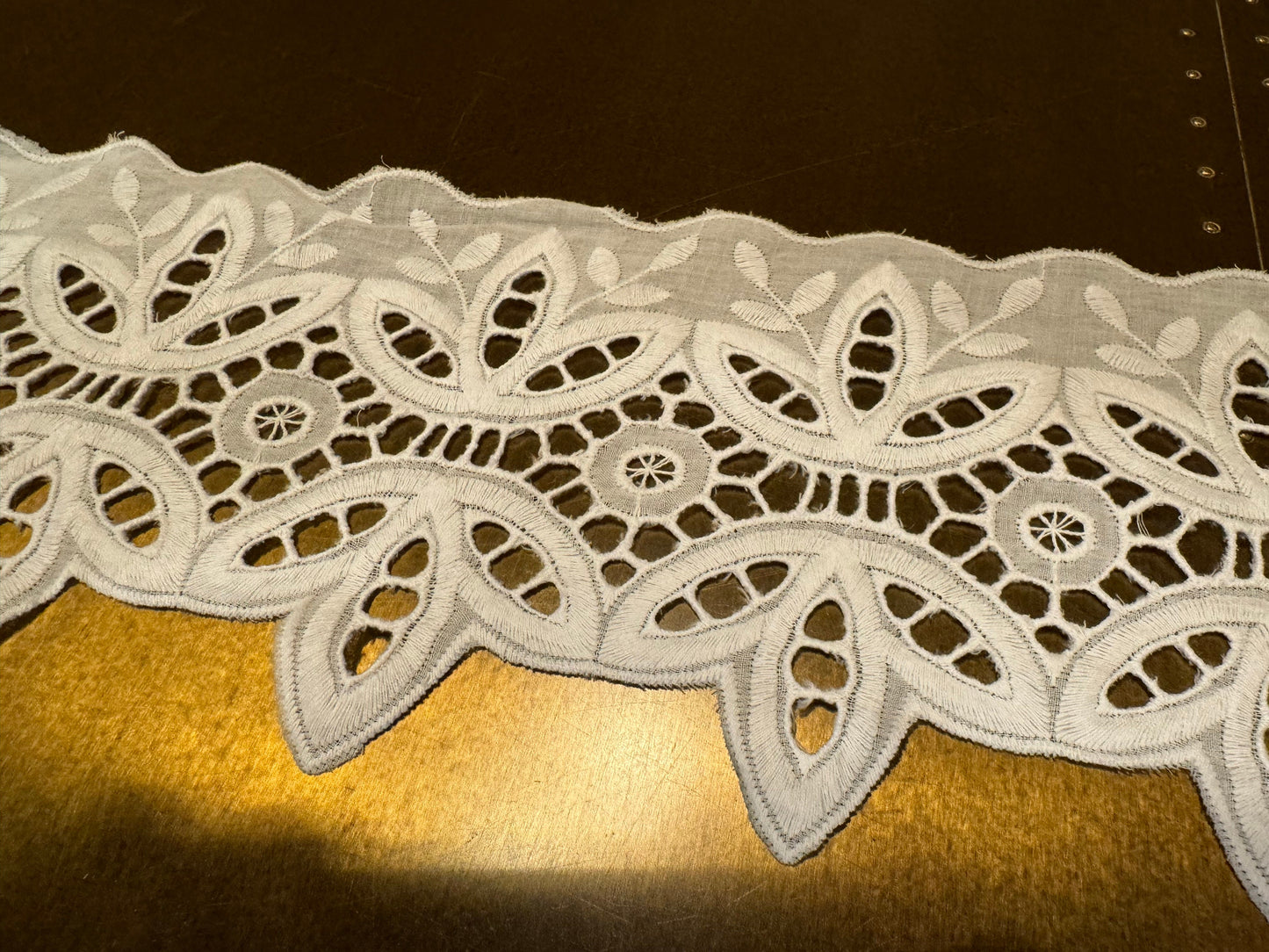 Embroidery Anglaise Lace, Lace, White, 14.5cm wide
