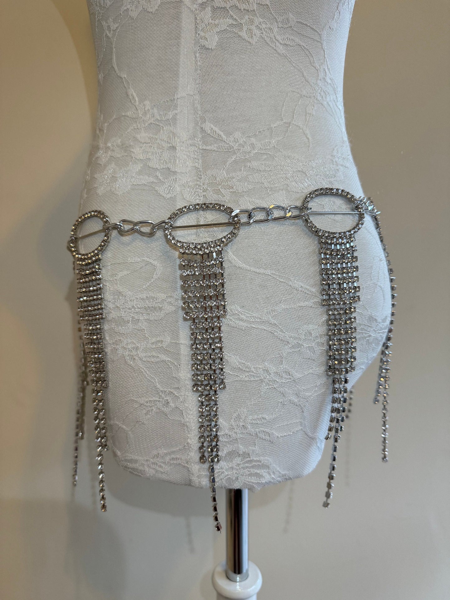 X-long Belt, Fringe Rhinestone belt, Diamanté Belt, Fashion, Fringe belt, Diamanté Jewel Belt