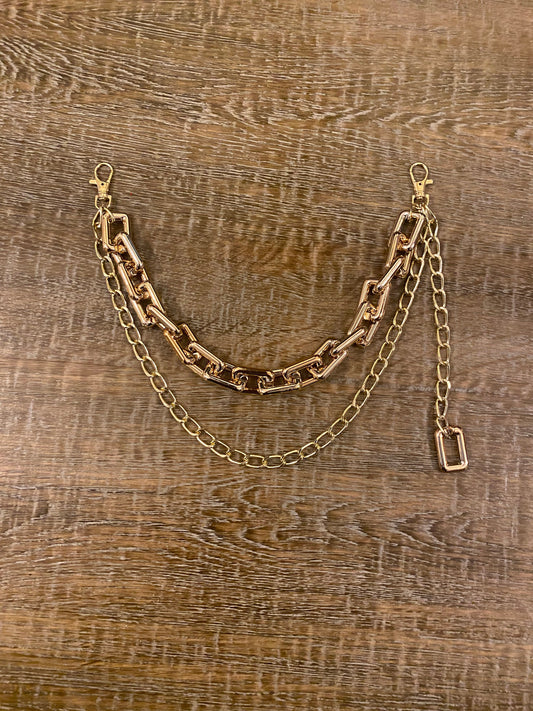 Chunky Gold Jeans Chain, FAN Design, Two-Row Pants Accessory