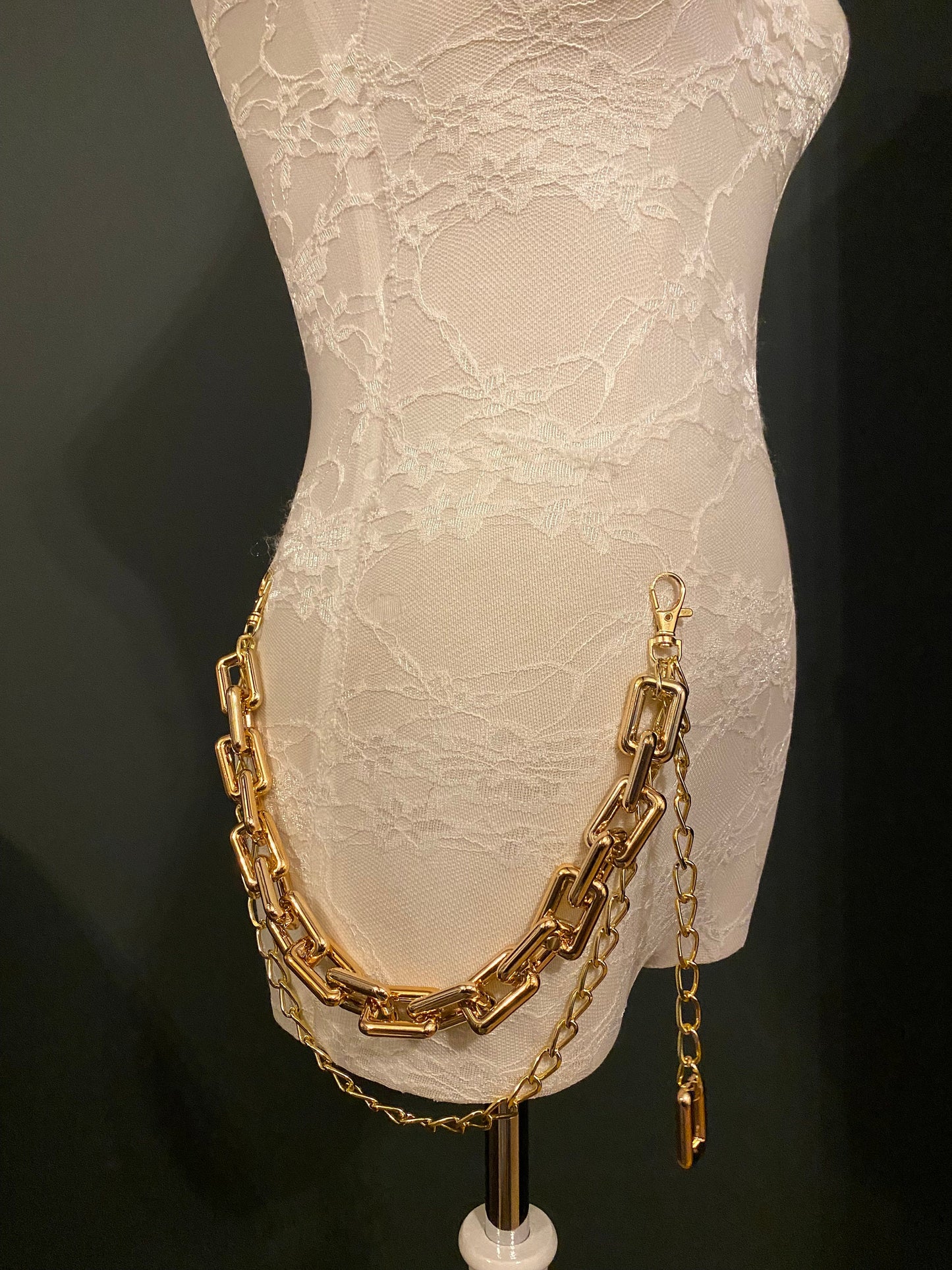 Chunky Gold Jeans Chain, FAN Design, Two-Row Pants Accessory