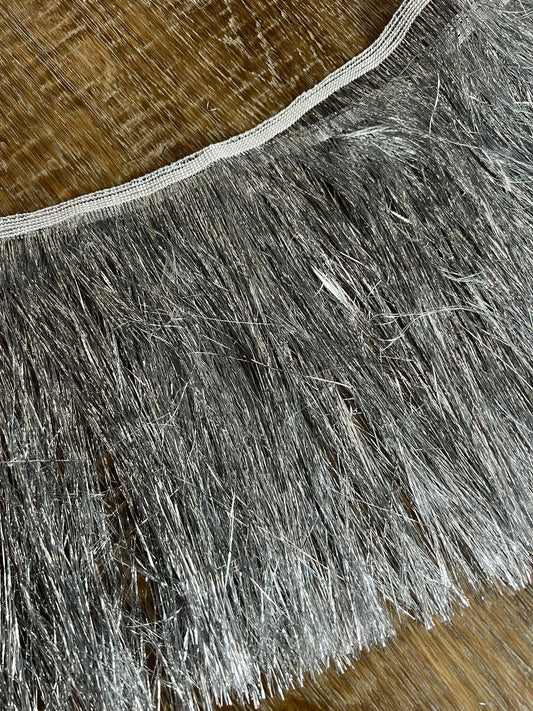 Silver Foil Fringe Trim, 8" Wide, 15 Colour Options