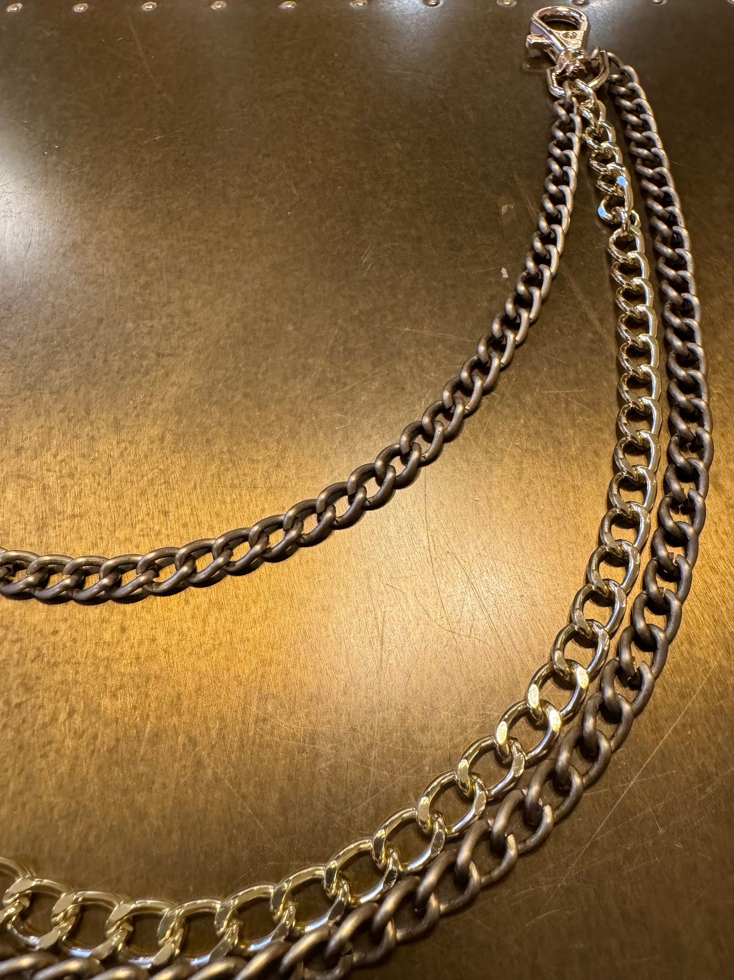 Layered Jeans Chains, 4 size selection, Gold, Antique Brass