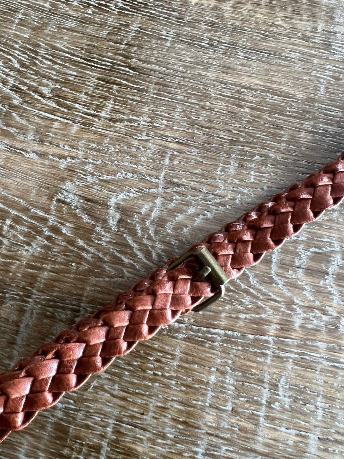 Plaited Tan Brown Vegan Leather Belt – Sizes 6-16