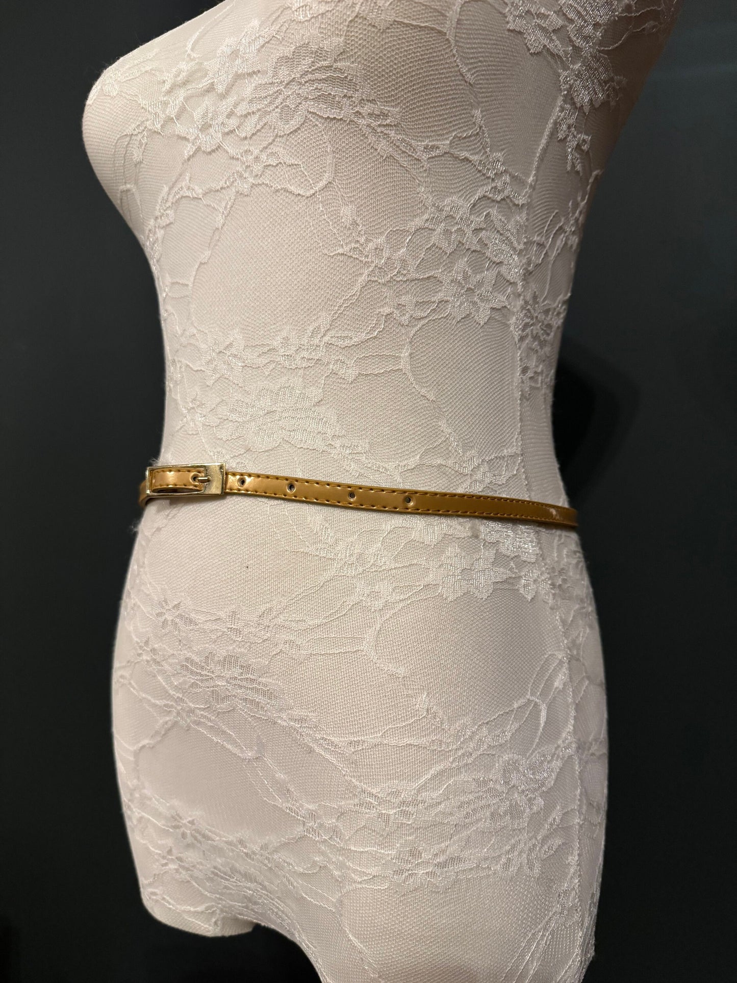 Gold Skinny Belt, 10mm Narrow Dress Belt, Waist Accessory