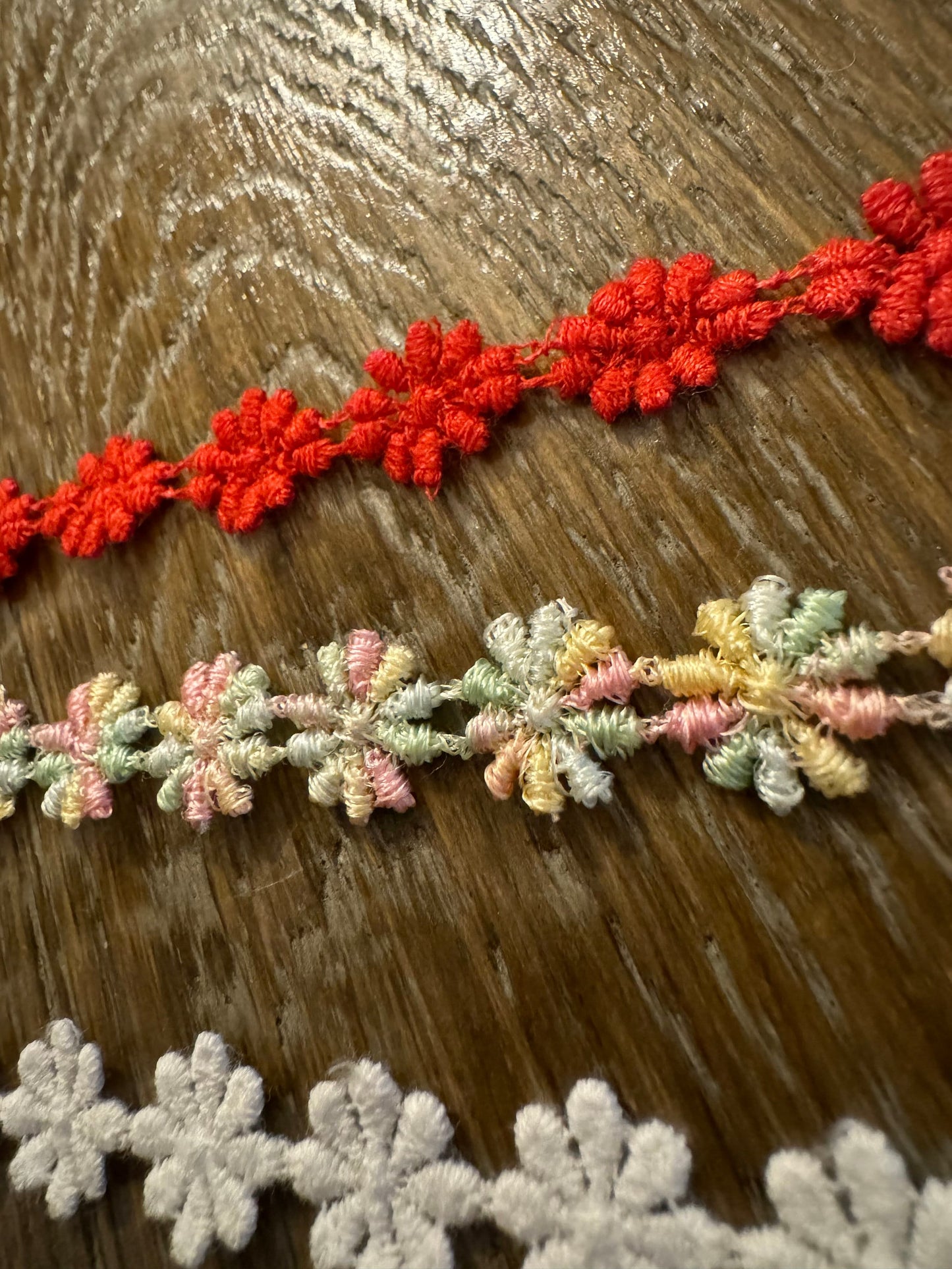 Daisy Lace Trim, White, Red, Multi Colour, Sewing Crafts, 1cm Wide
