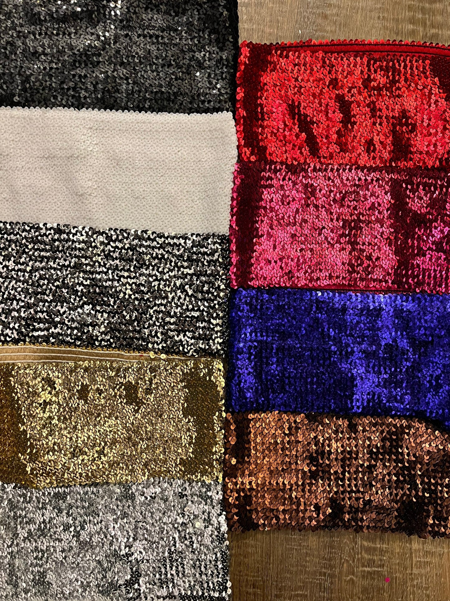 8” Wide Stretch Sequin Band, 13” Stretch Sequins Flat Round Shape/Perfect for Bandeaus Making & Costume Making, 11 colours, Elastic Sequin