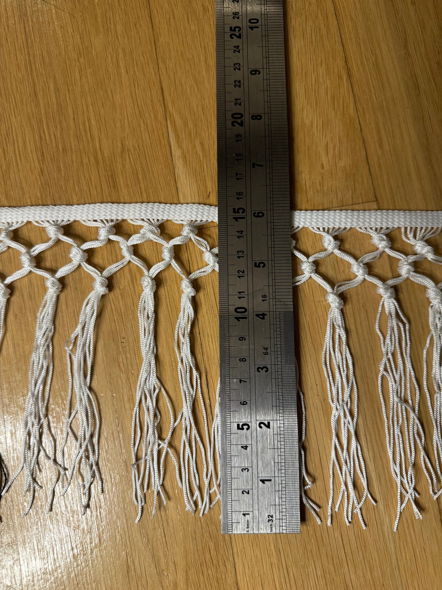 Ivory Knotted Fringe Trimming, 6" Wide, UK Made