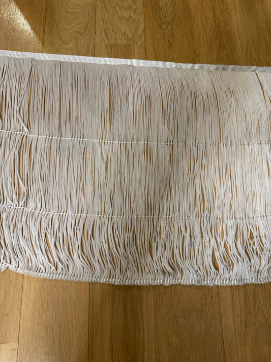 16” wide fringe, elegant fringe, white colour, quality fringe trimming, Dense Quality fringe, UK made Very High Quality, Furnishing, Decor