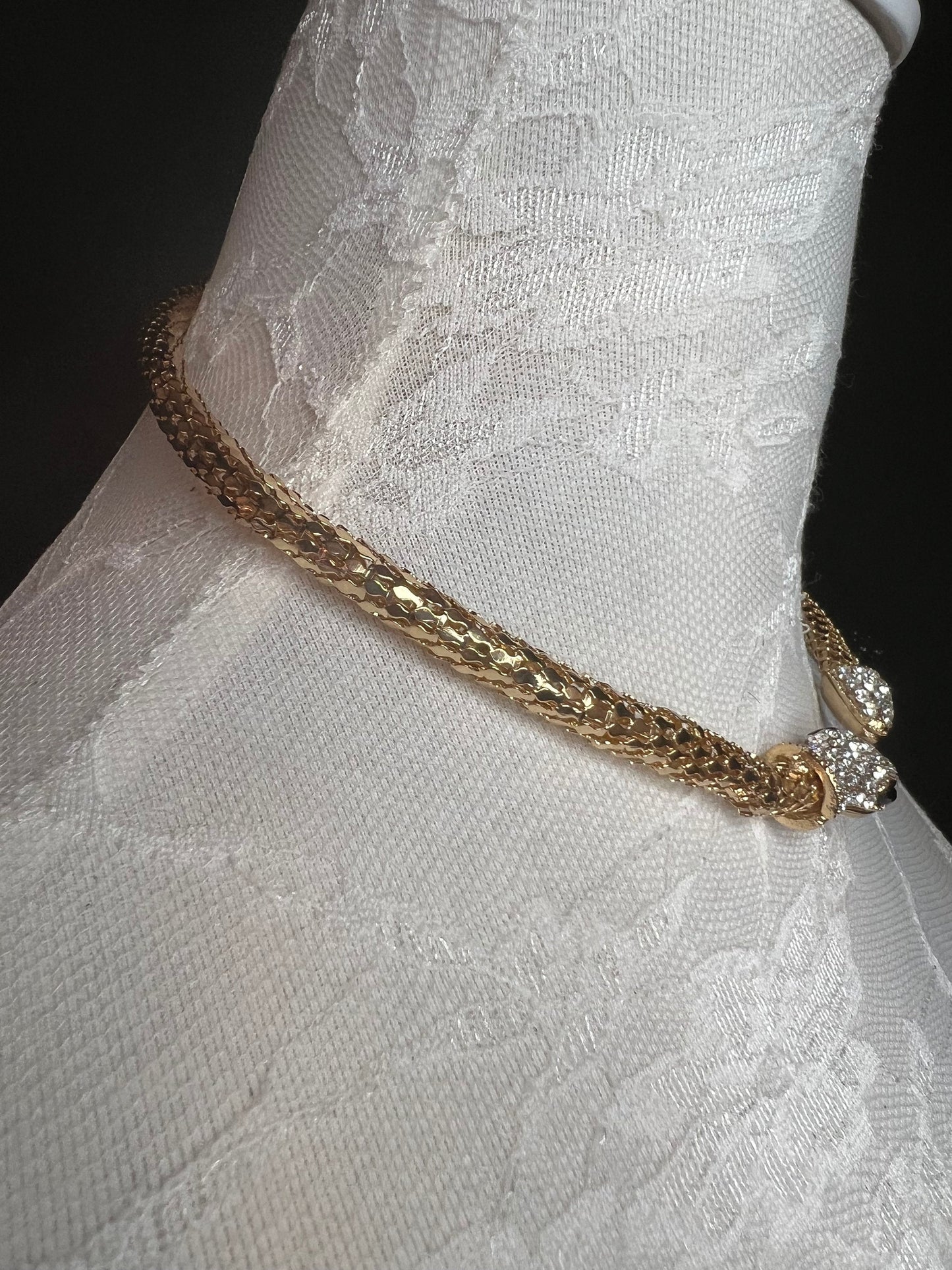 Rhinestone Snake Choker Necklace, Elegant Diamante Design