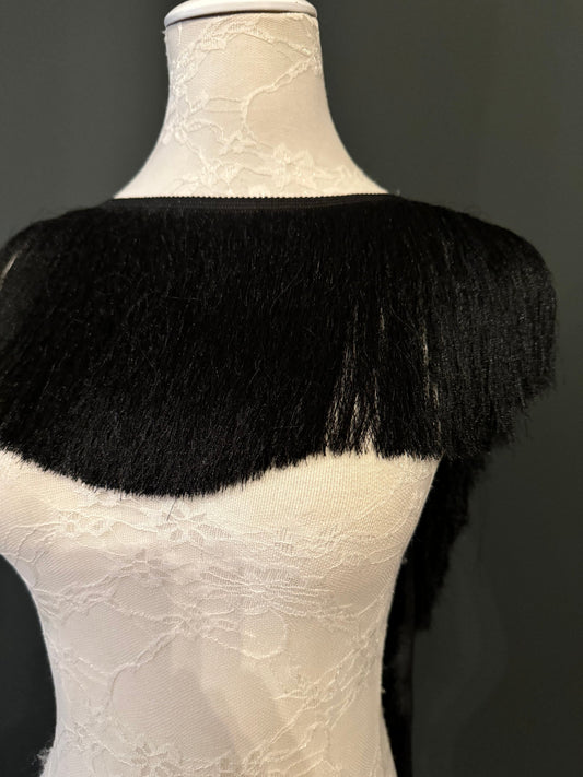 Black Chainette Fringe, 6.5" Long, Polyester Trim