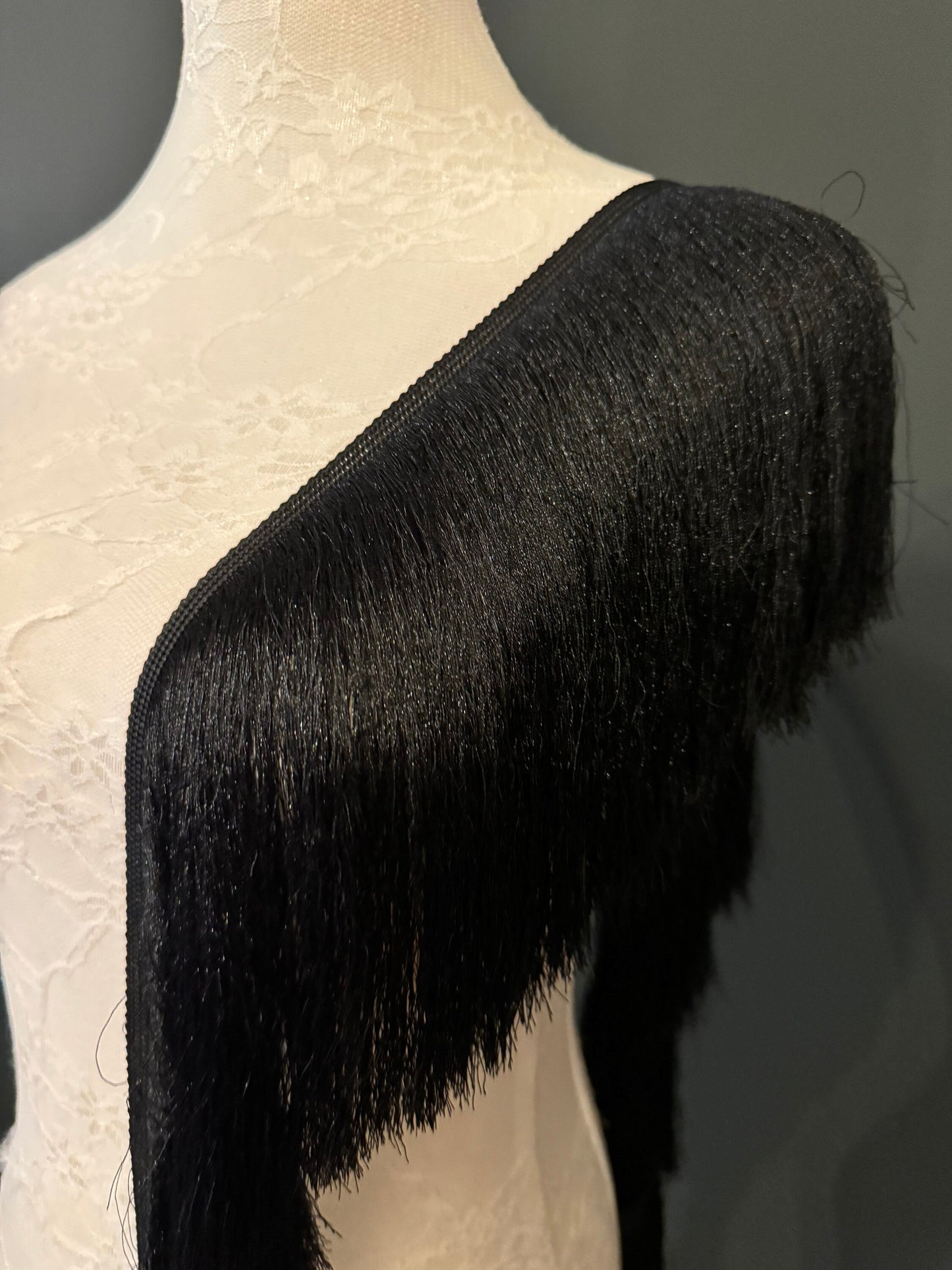 Fringe, Chainette Fringe, 6.5” Long, 16.5cm Long Dense Fringe, Black, Quality, FAN Fashion
