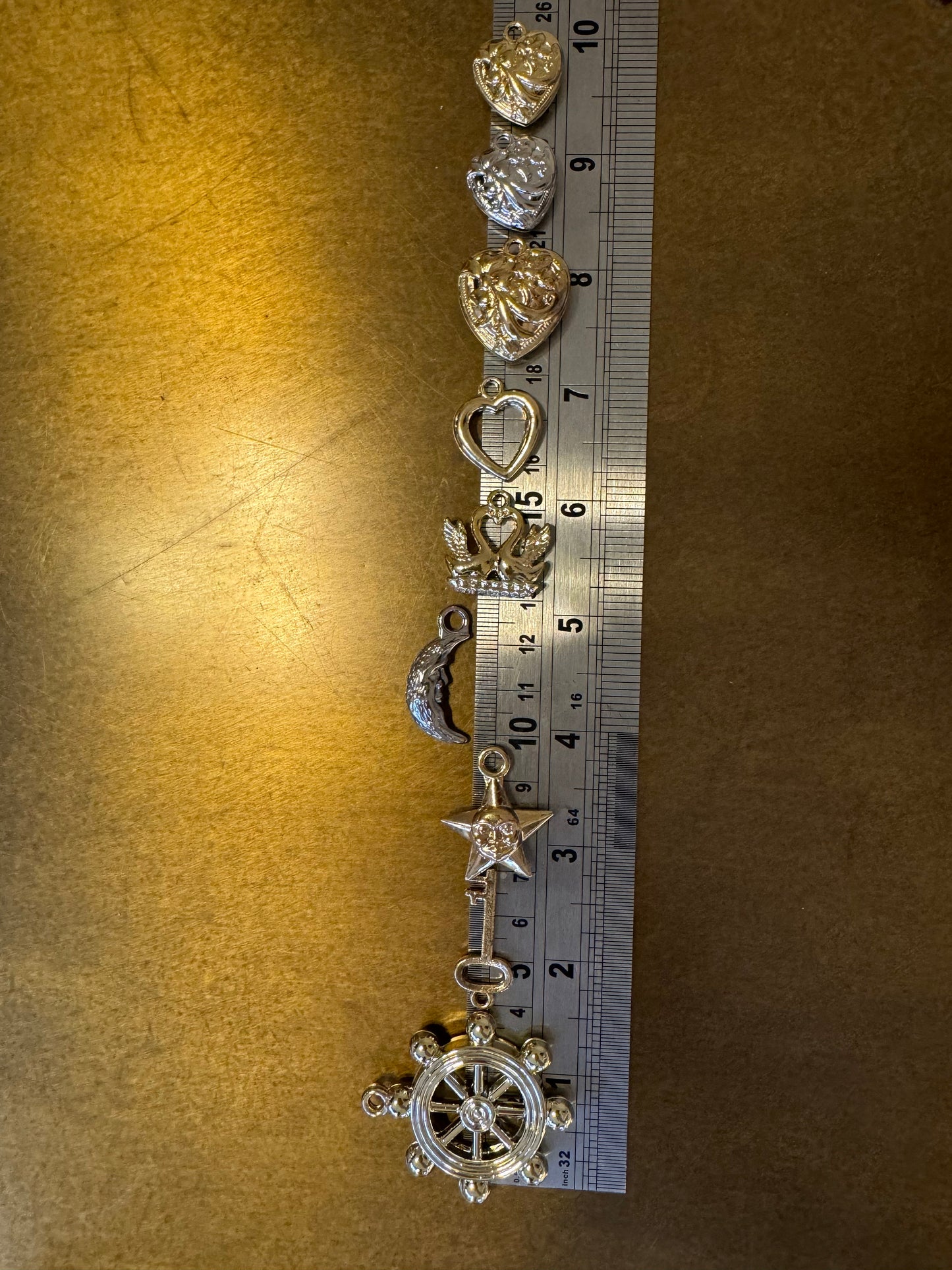 Charms, Jewellery Charms, Heart, Key, Gold, Silver, Plastic Charms, Sun, Moon