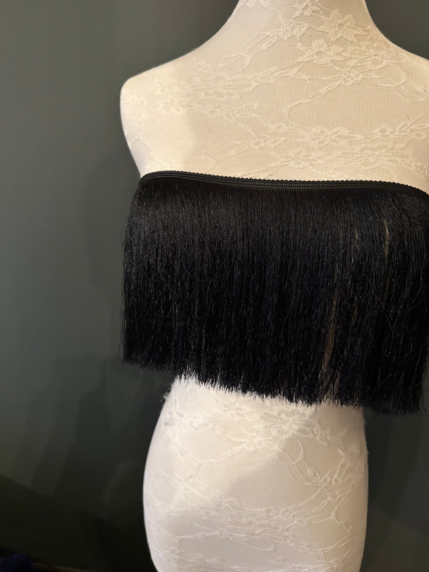 Fringe, Chainette Fringe, 6.5” Long, 16.5cm Long Dense Fringe, Black, Quality, FAN Fashion