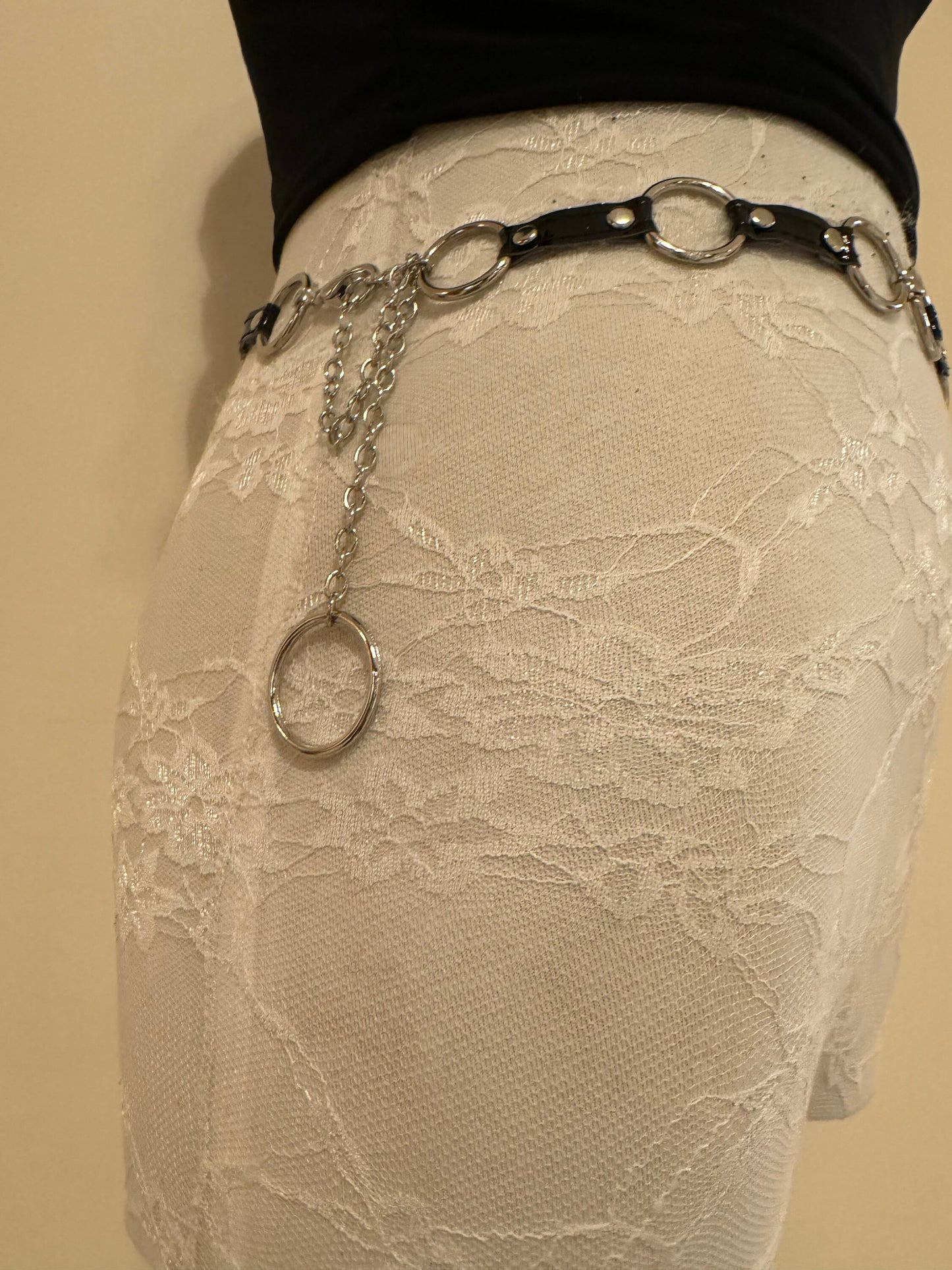 Studded Ring Belt, Black & Silver Fashion Accessory
