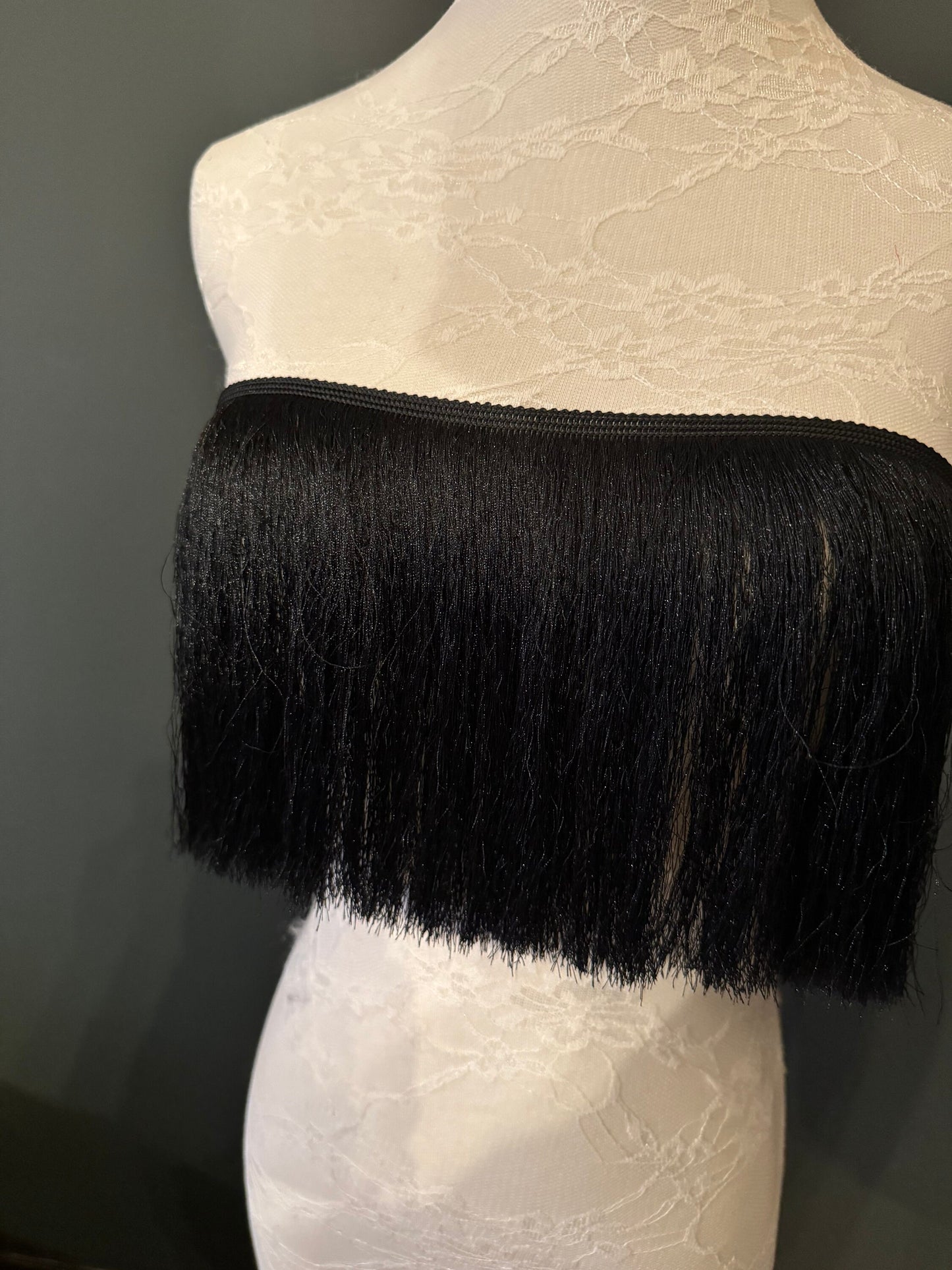 Fringe, Chainette Fringe, 6.5” Long, 16.5cm Long Dense Fringe, Black, Quality, FAN Fashion