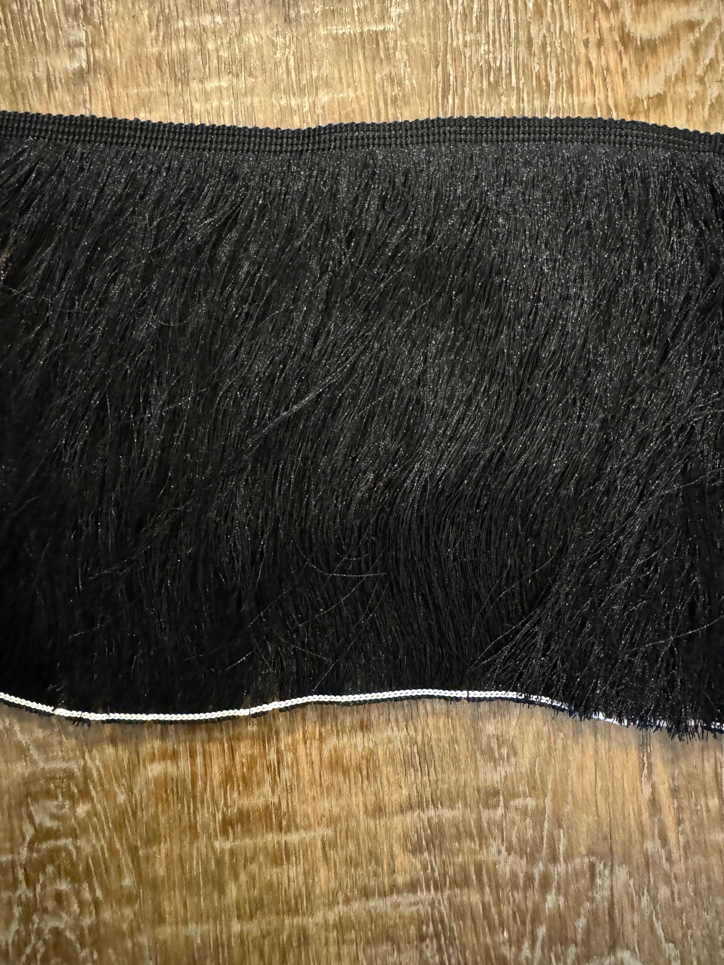 Black Chainette Fringe, 6.5" Long, Polyester Trim