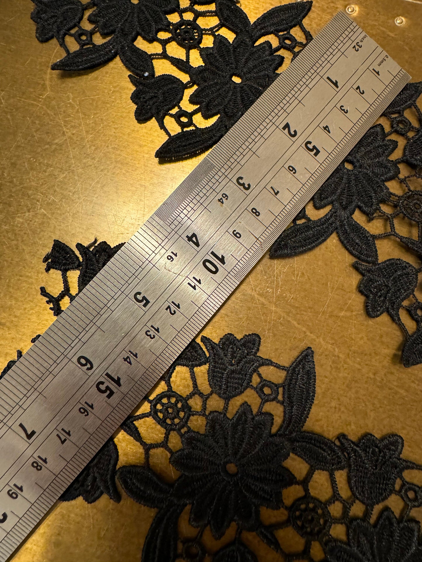 Black Floral Lace Trim, Elegant Dress Embellishment, 3.5” Wide
