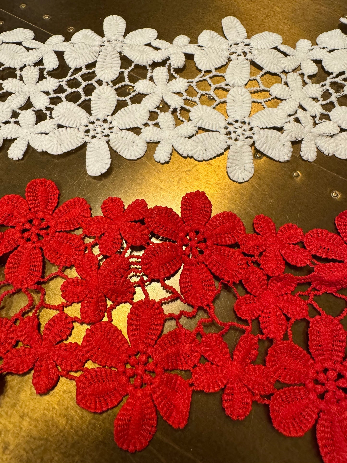 Daisy Lace Trim, Elegant Sewing Lace, Red, Ivory, Black