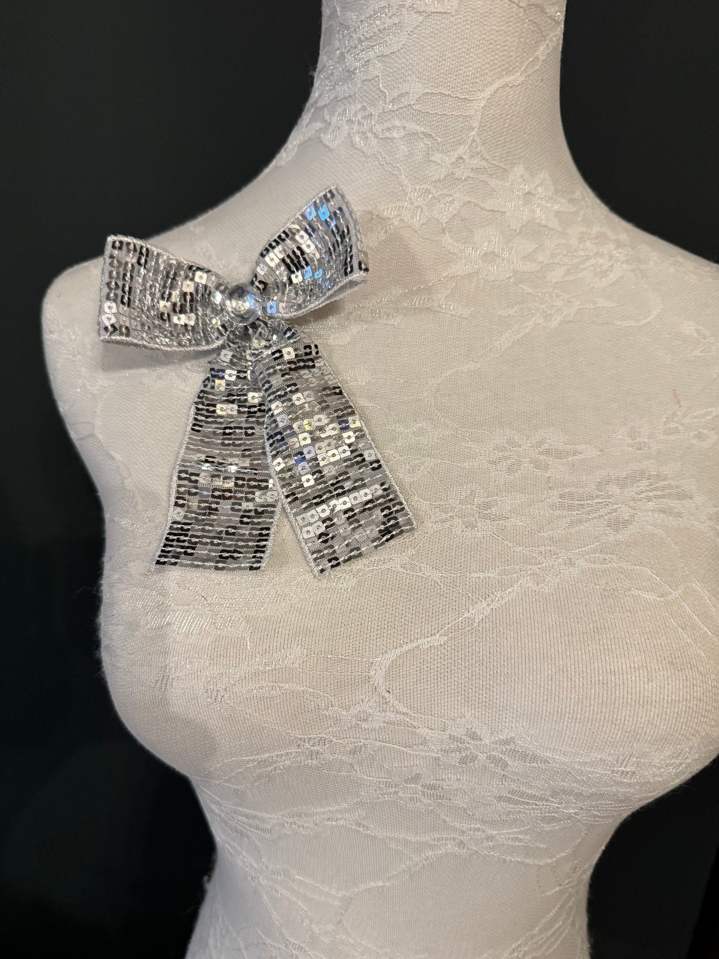 Handmade Sequin Bow, Ribbon Bow, Sew-On Embellishment