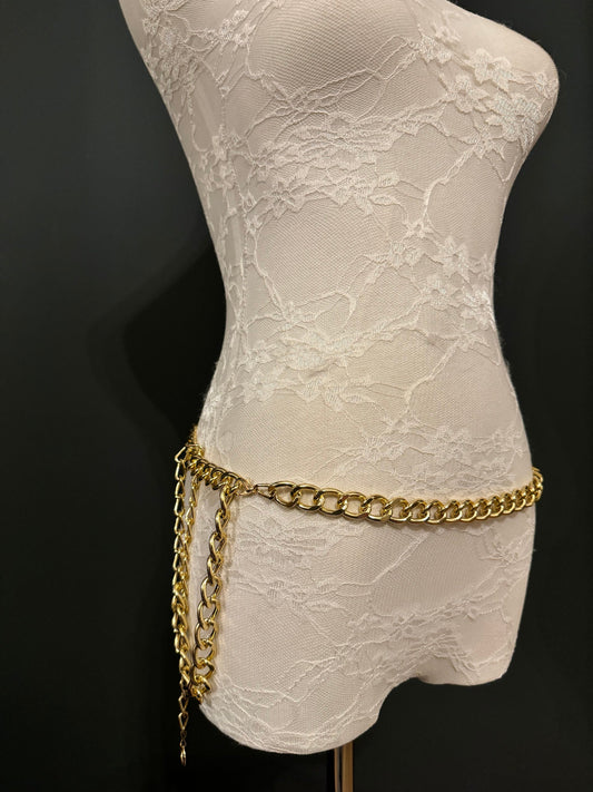 Gold Metal Chain Belt, Handmade to Measure 18–60 Inch Waist