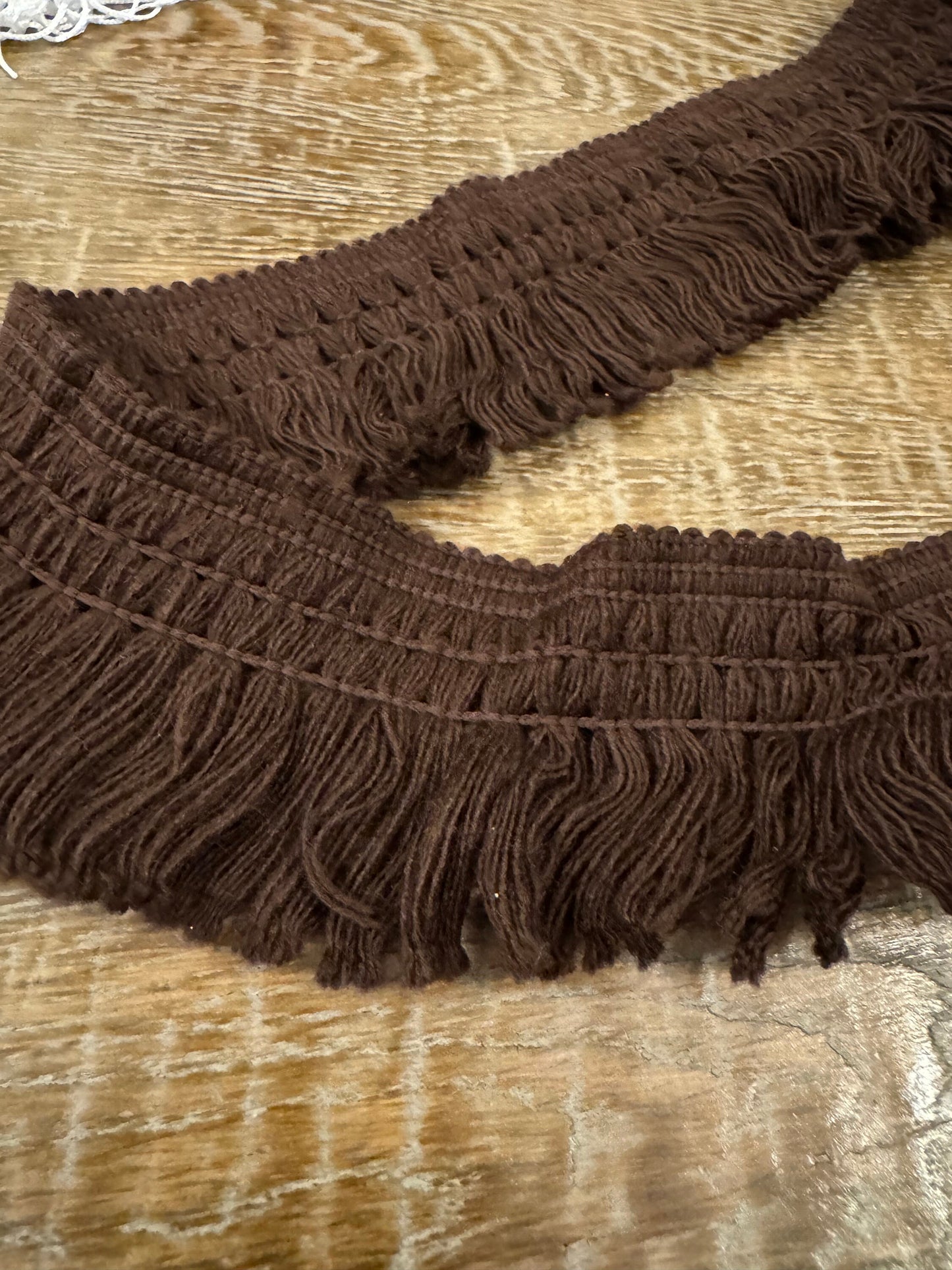 Rich Brown Cotton Fringe, UK Made, 7cm Wide