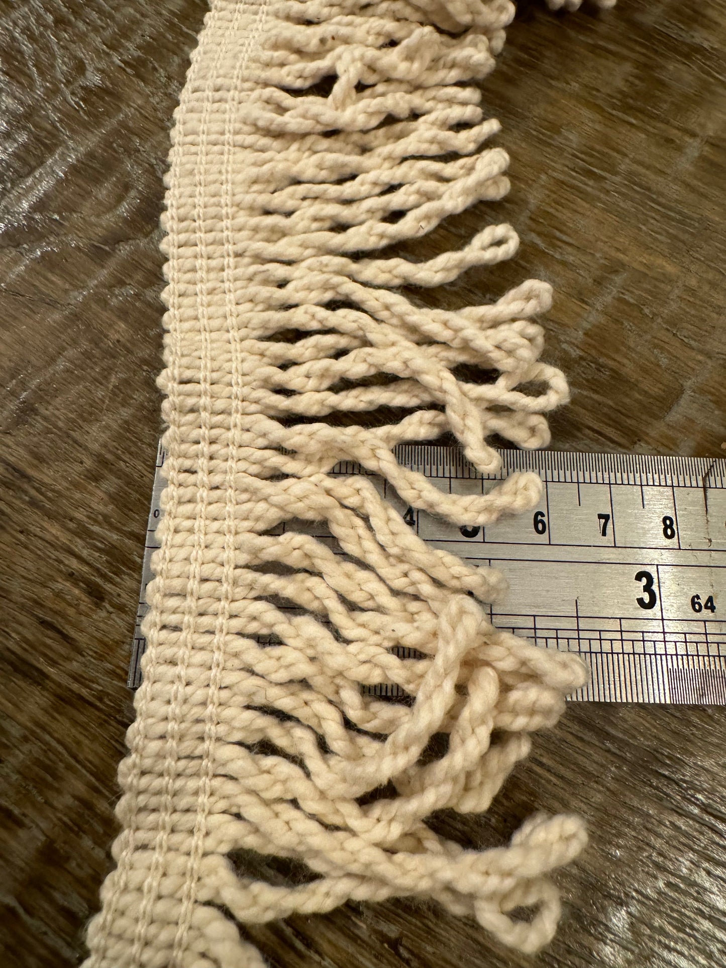6cm Wide Cotton Fringe, Rich Cream Looped Cotton Fringe, UK Made Cotton Fringe, Quality Cotton, 2.5” Wide fringe, Curtains, Clothing, Craft